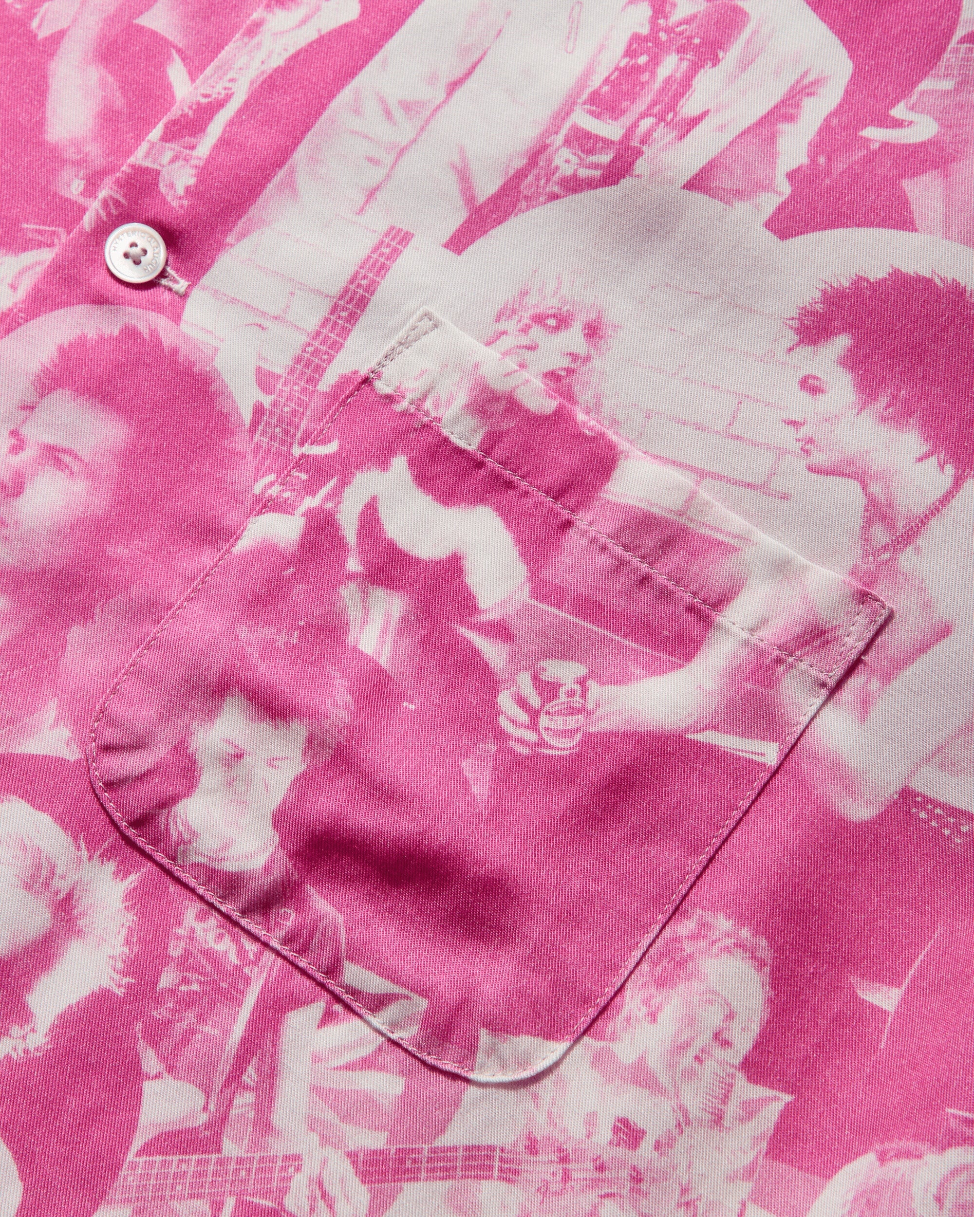 Men's Dennis Morris / Bollocks Anarchy Open Collar Shirt Pink - 4
