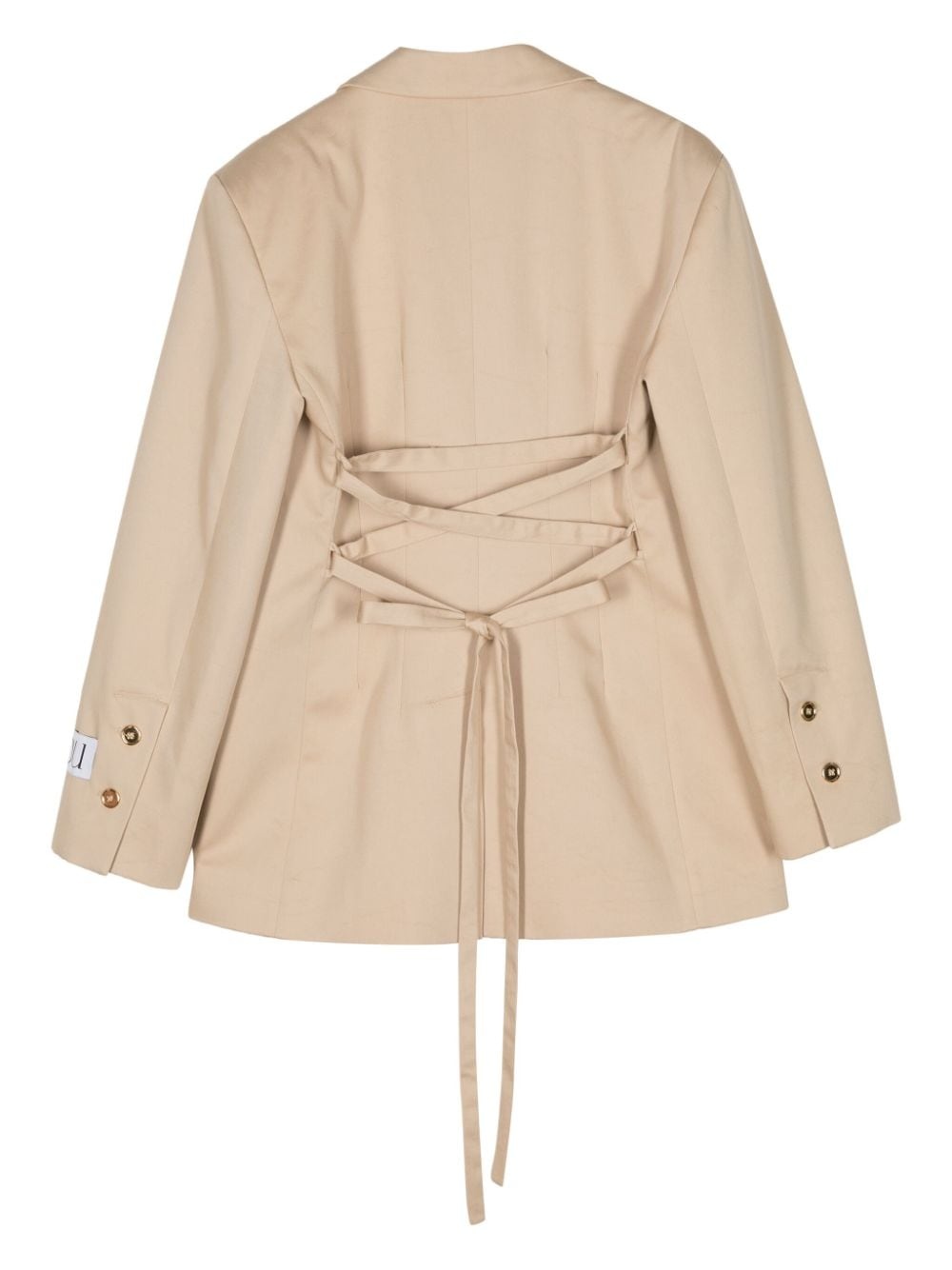 lace-up cotton blazer - 2