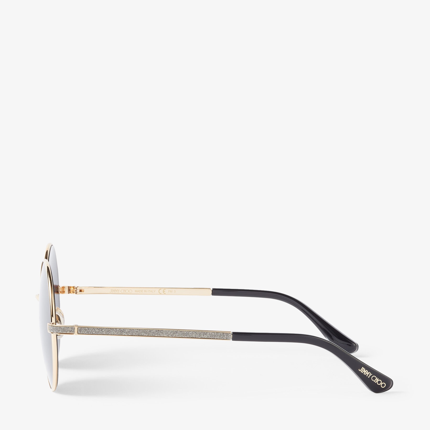 Oriane
Black and Gold Round-Frame Sunglasses - 2