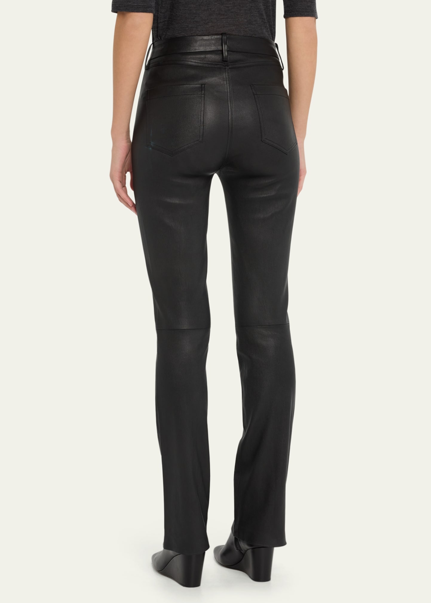 Vince Bootcut Stretch Leather Pants REVERSIBLE