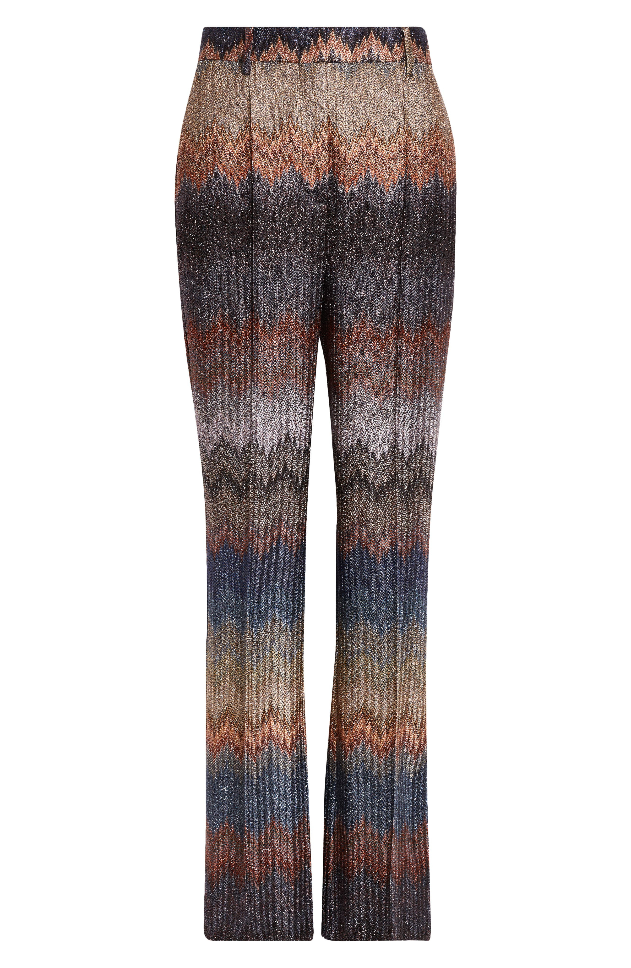 Missoni Stripe Metallic Pleated Trousers in Blue Tones On Dark Base at Nordstrom - 1
