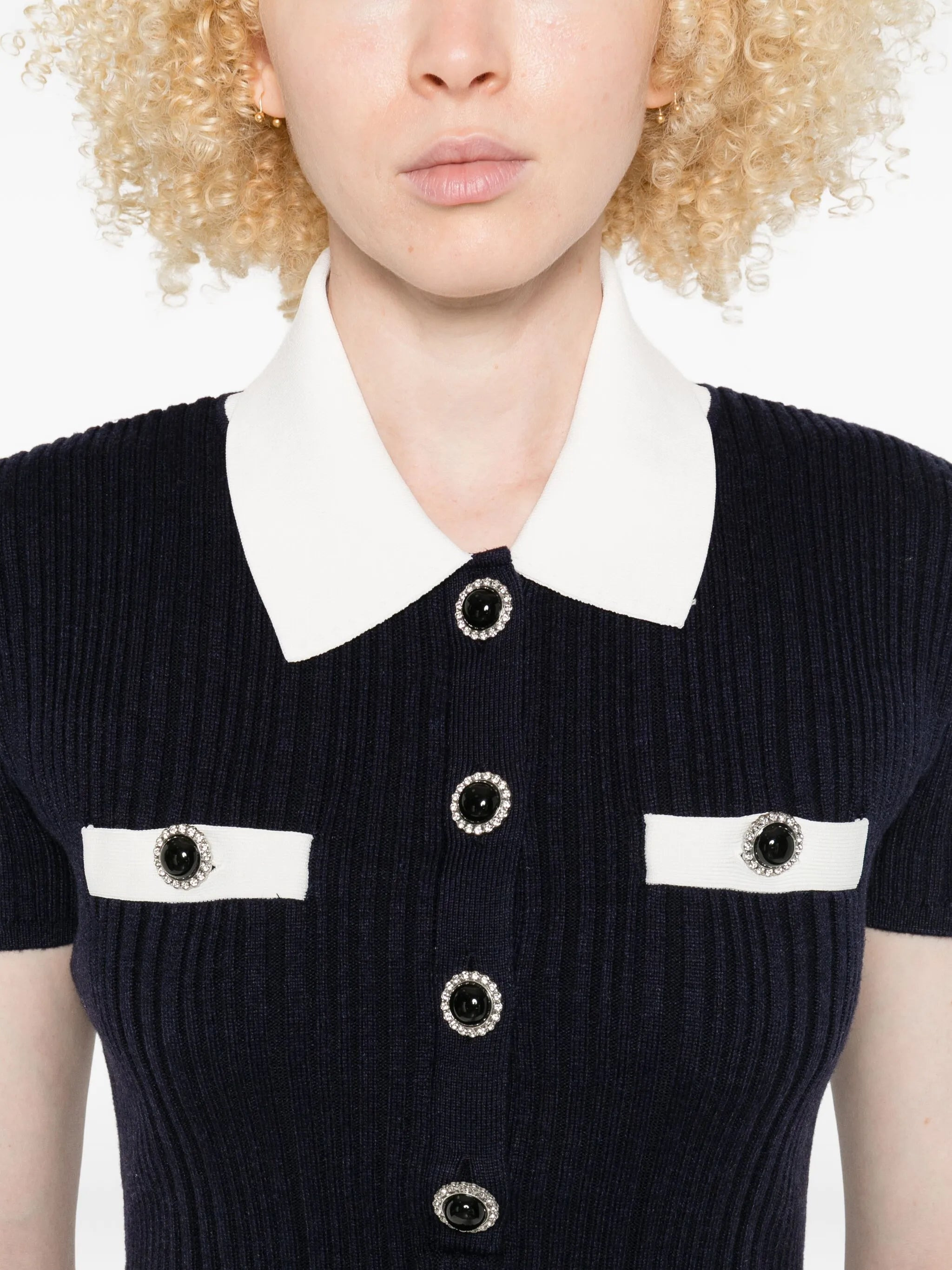 Self-portrait Collared Button-detail Mini Dress - 3