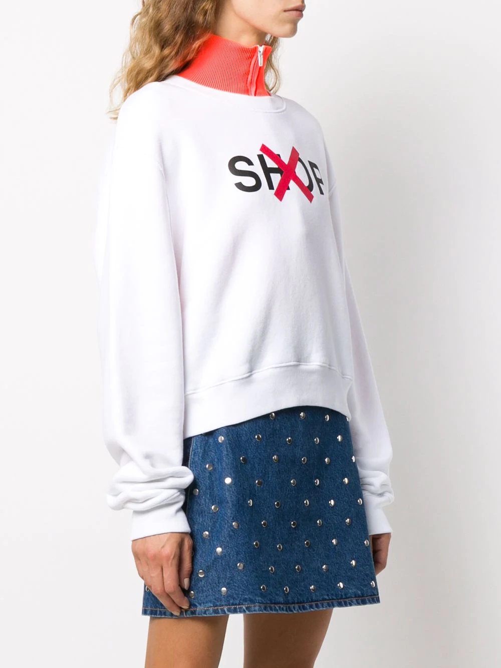 'shop' print cotton sweatshirt - 3