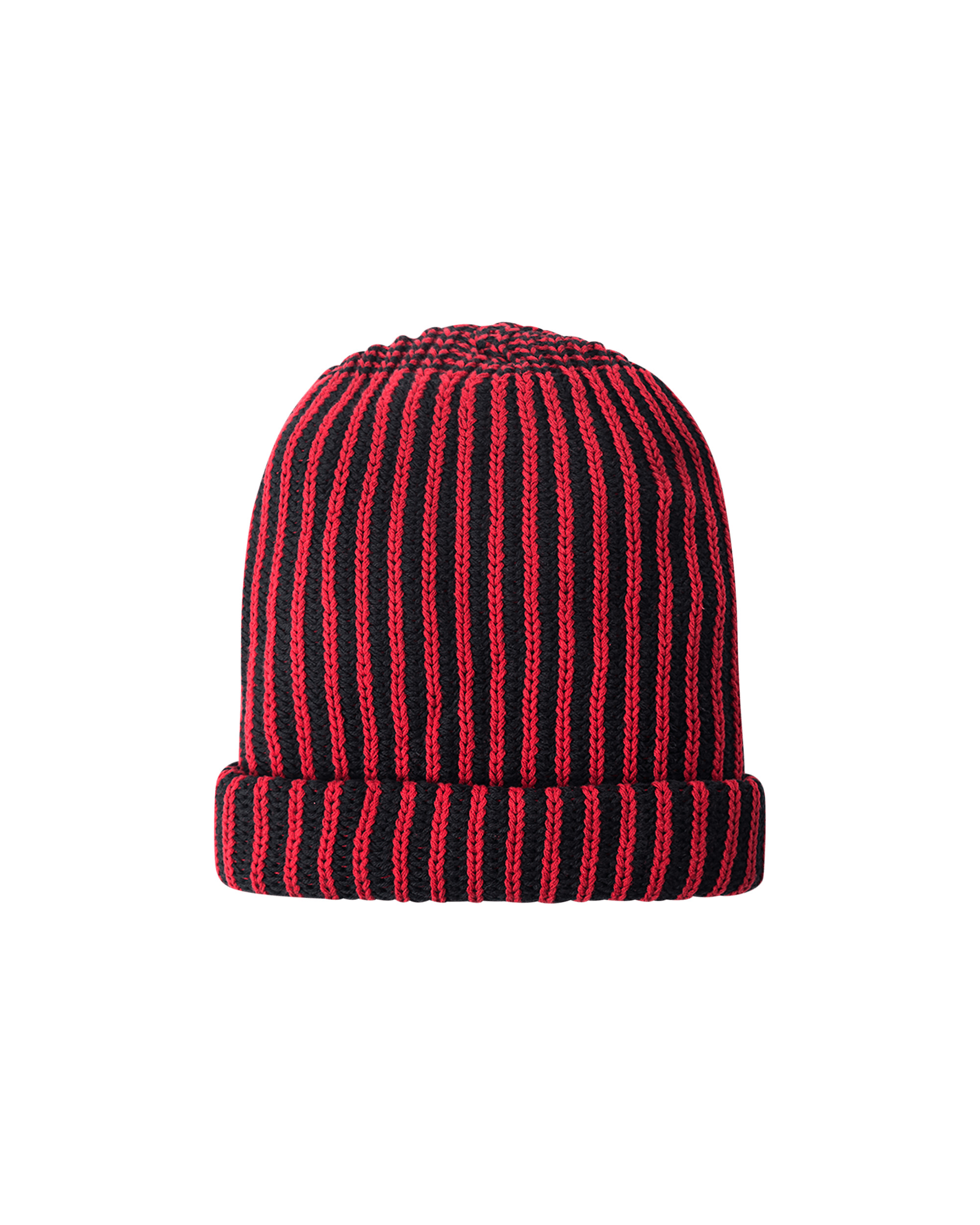Slam Jam Logo Head PVC Patch Striped Beanie Black - 3