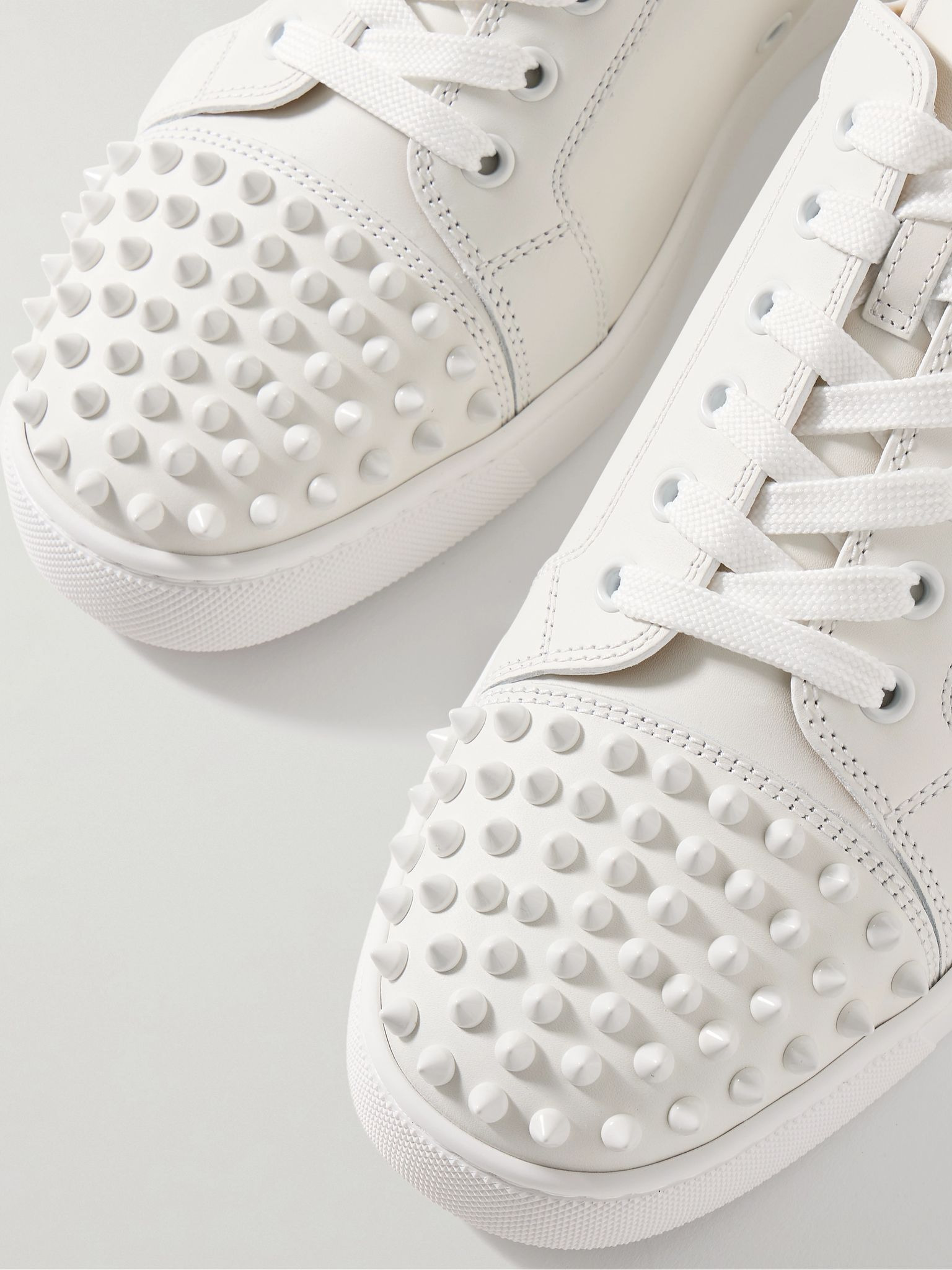 Louis Junior Spikes Cap-Toe Leather Sneakers White - 5