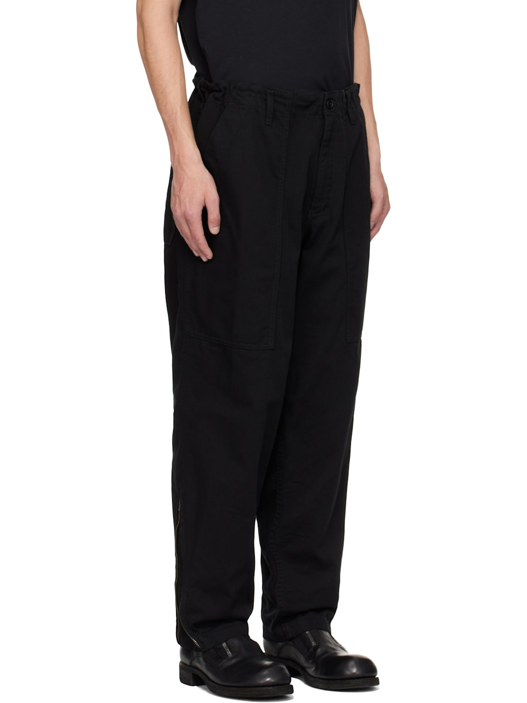 Black BS Katsuragi Hem Zip Painter Trousers - 2