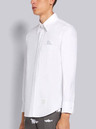 Thom Browne White Oxford Fish Out of Water Embroidery Straight Fit Long Sleeve Button Down Shirt outlook