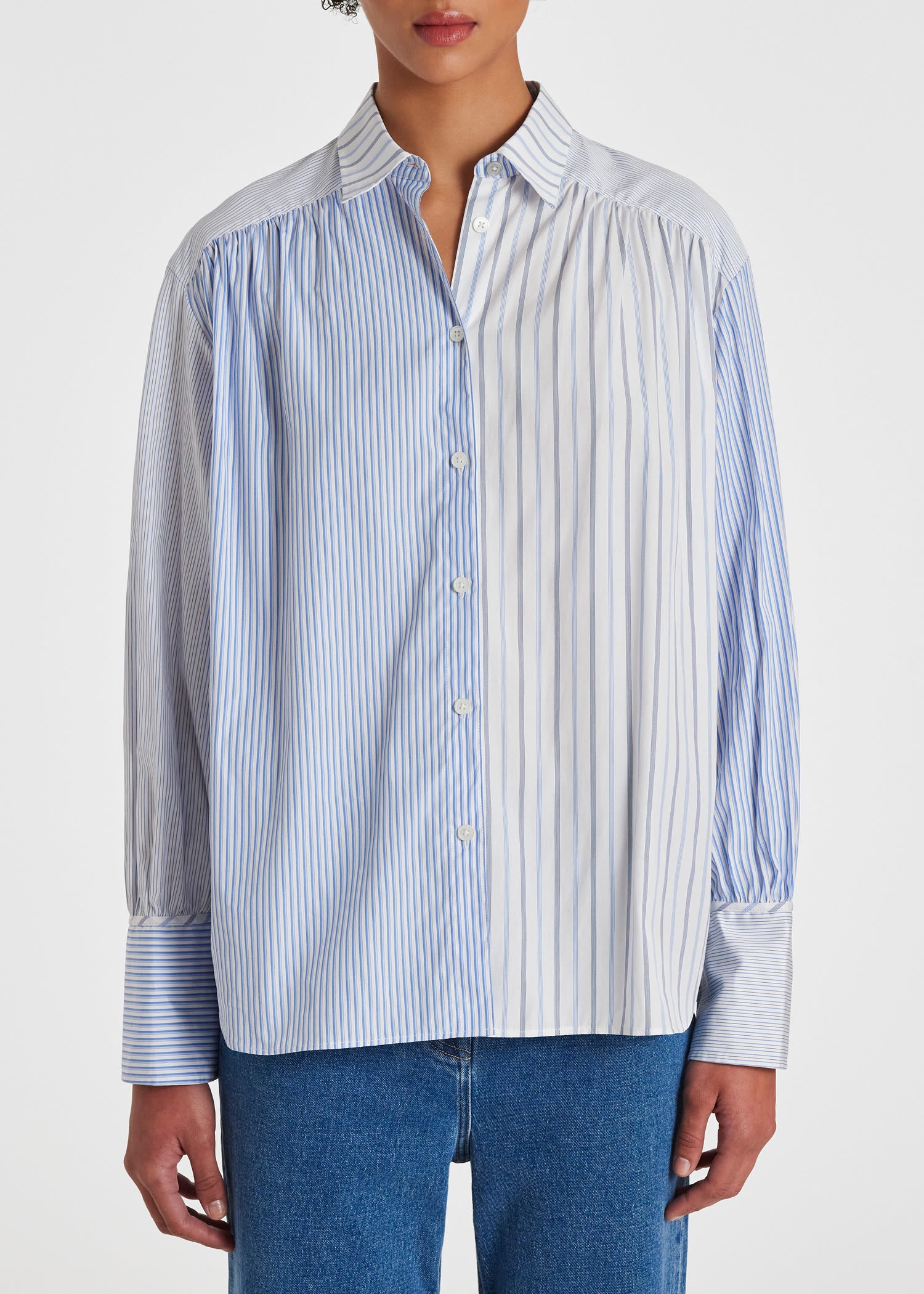 Blue Contrasting Stripes Shirt - 3