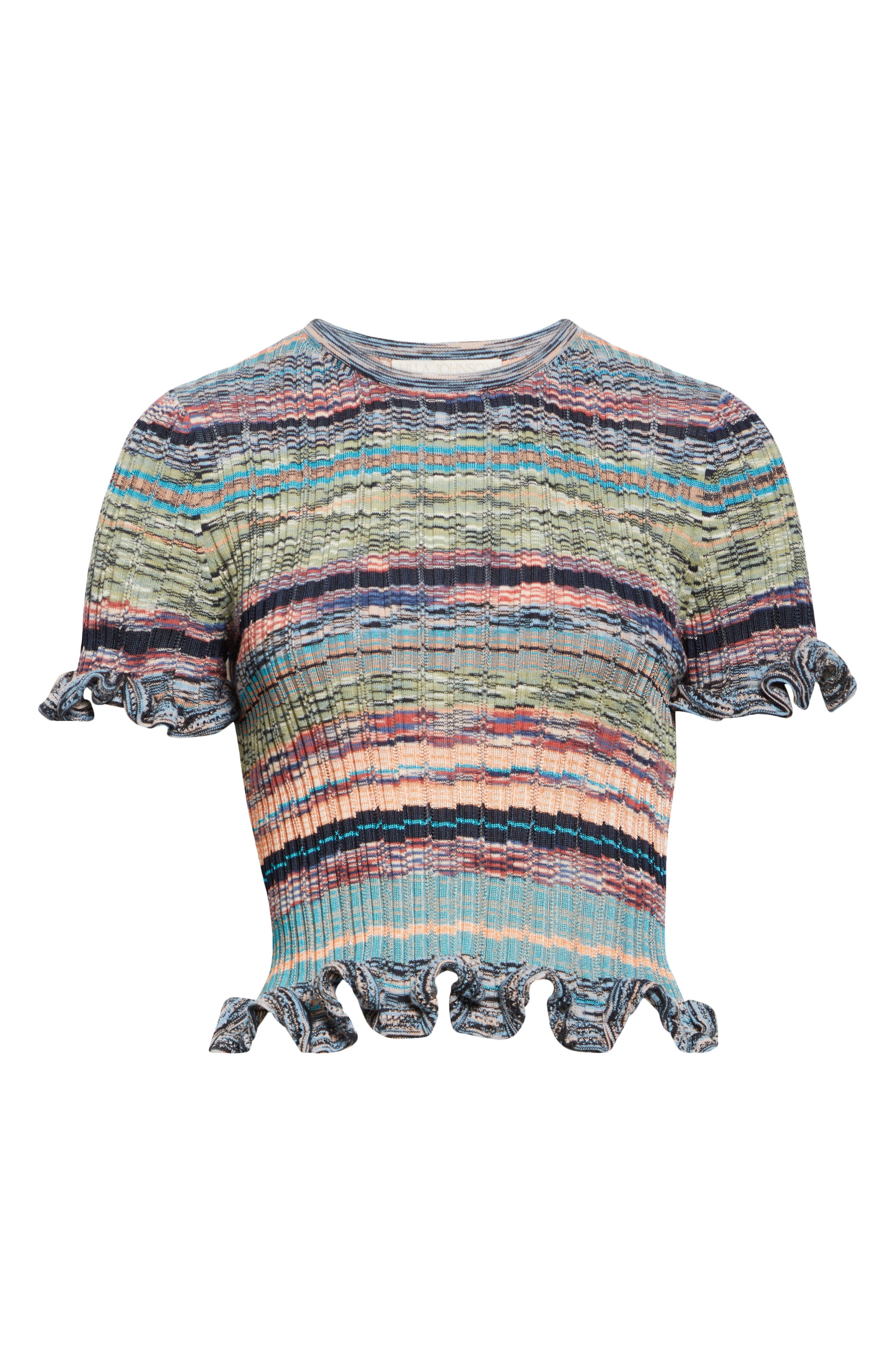 Ulla Johnson Miya Ruffle Space Dye Top in Azurite at Nordstrom - 5