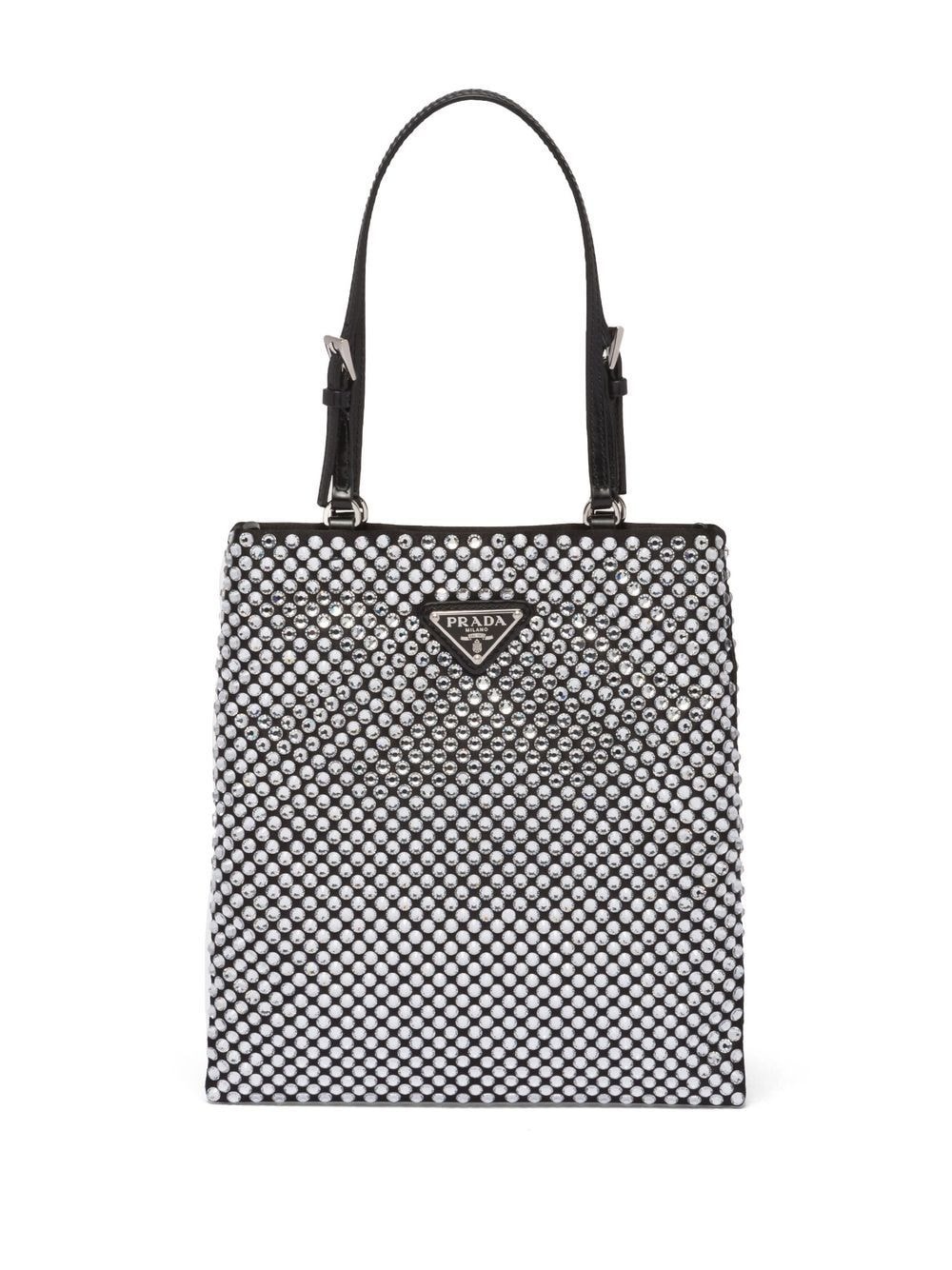 crystal-embellished satin tote bag - 1