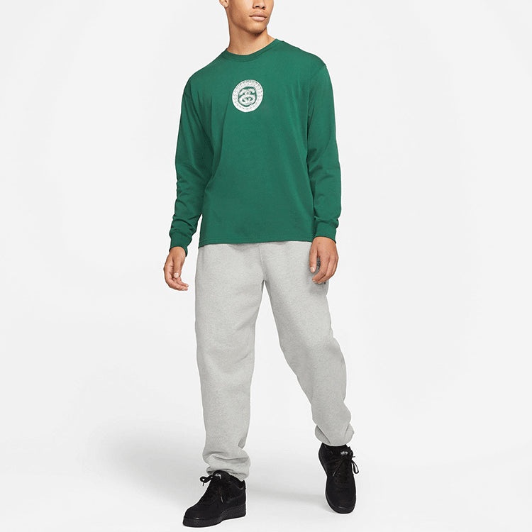 Nike x Stussy Crossover Logo Round Neck Pullover Sweatshirt 'Green' DD3344-341 - 5