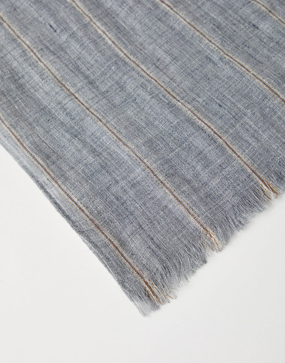 Brunello Cucinelli Linen sparkling regimental stripe scarf outlook