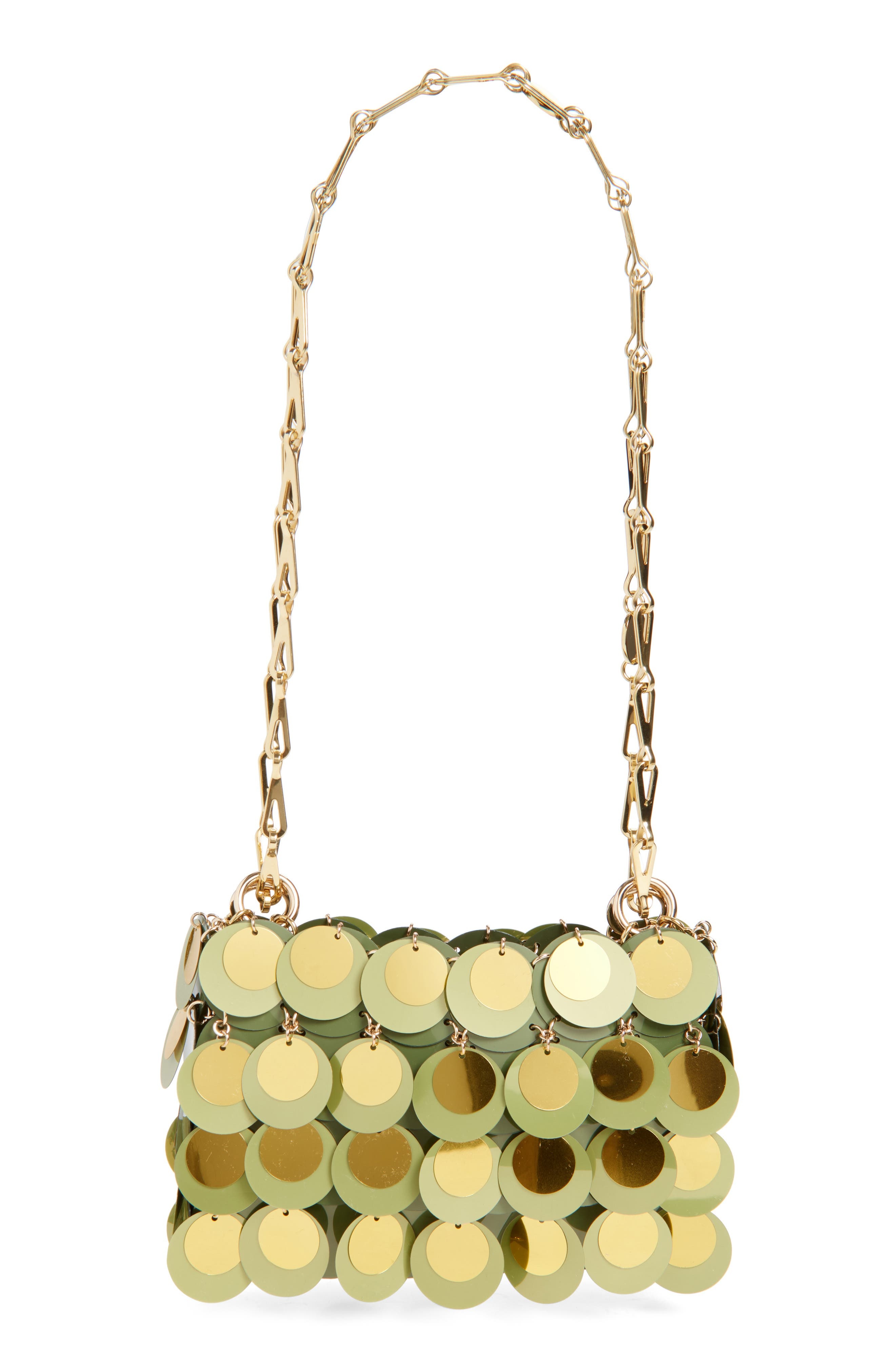 Rabanne Nano Kaki Sparkle Shoulder Bag in Dark Green /Gold at Nordstrom - 4