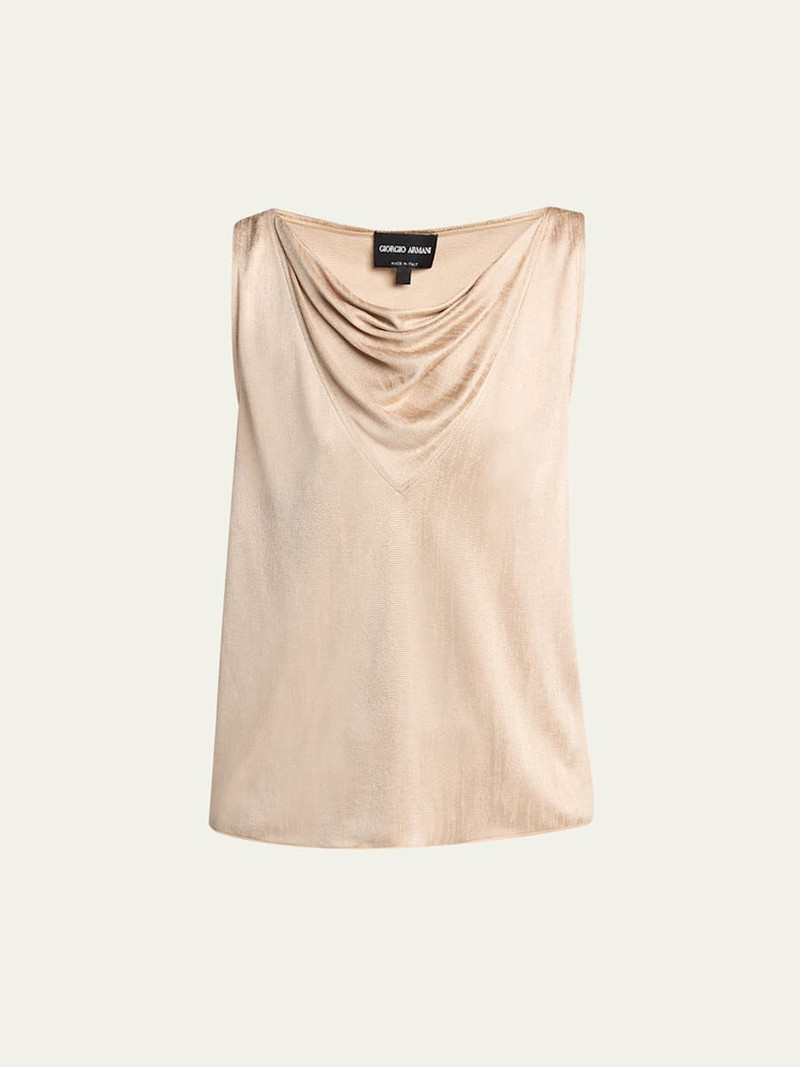 Cowl-Neck Metallic Jersey Top 1