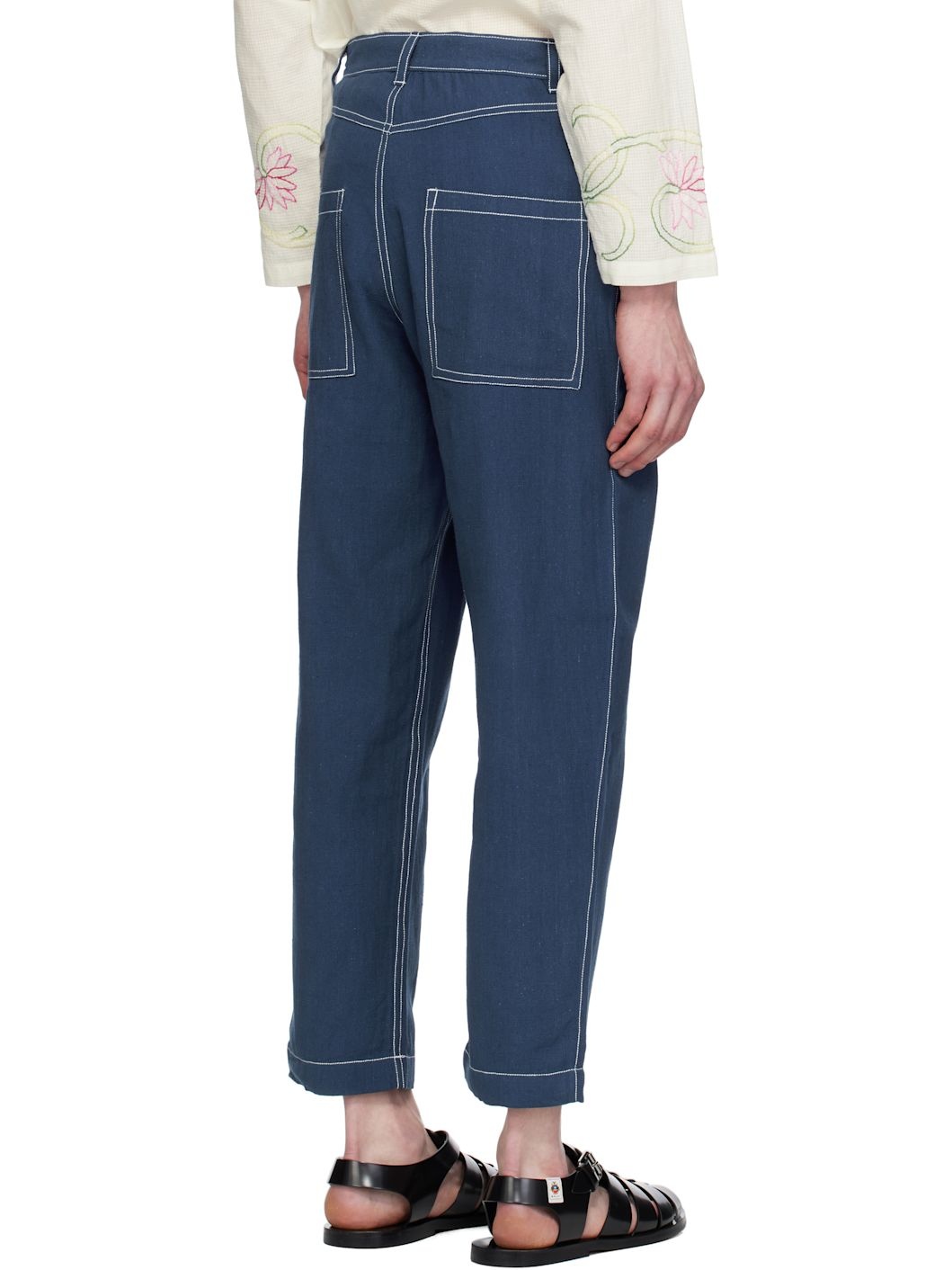 Blue Double Stitch Trousers - 3