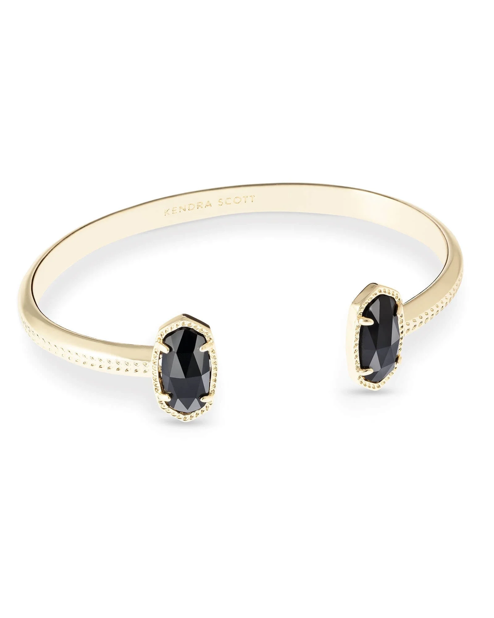 Elton Gold Cuff Bracelet in Black Opaque Glass - 1