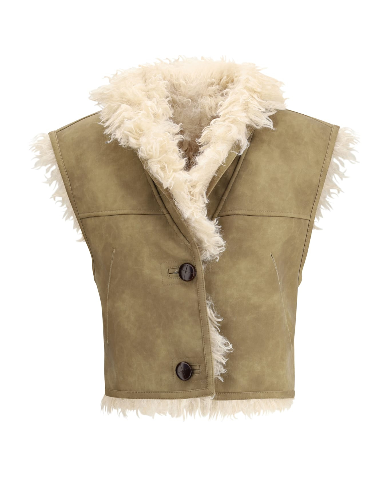 Shearling Faux Leather Clara Gilet - 1