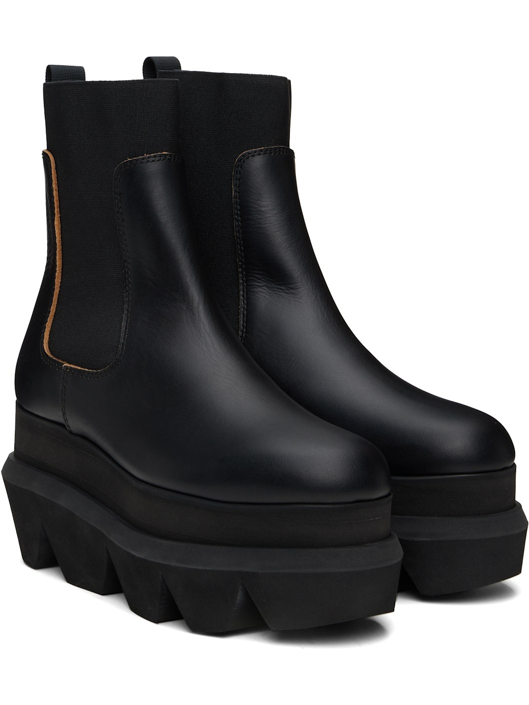 Black Leather Chelsea Boots - 4