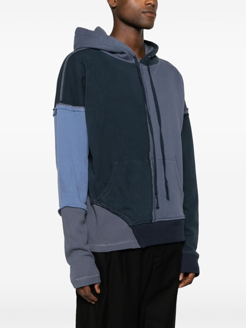 tonal panelled hoodie - 3