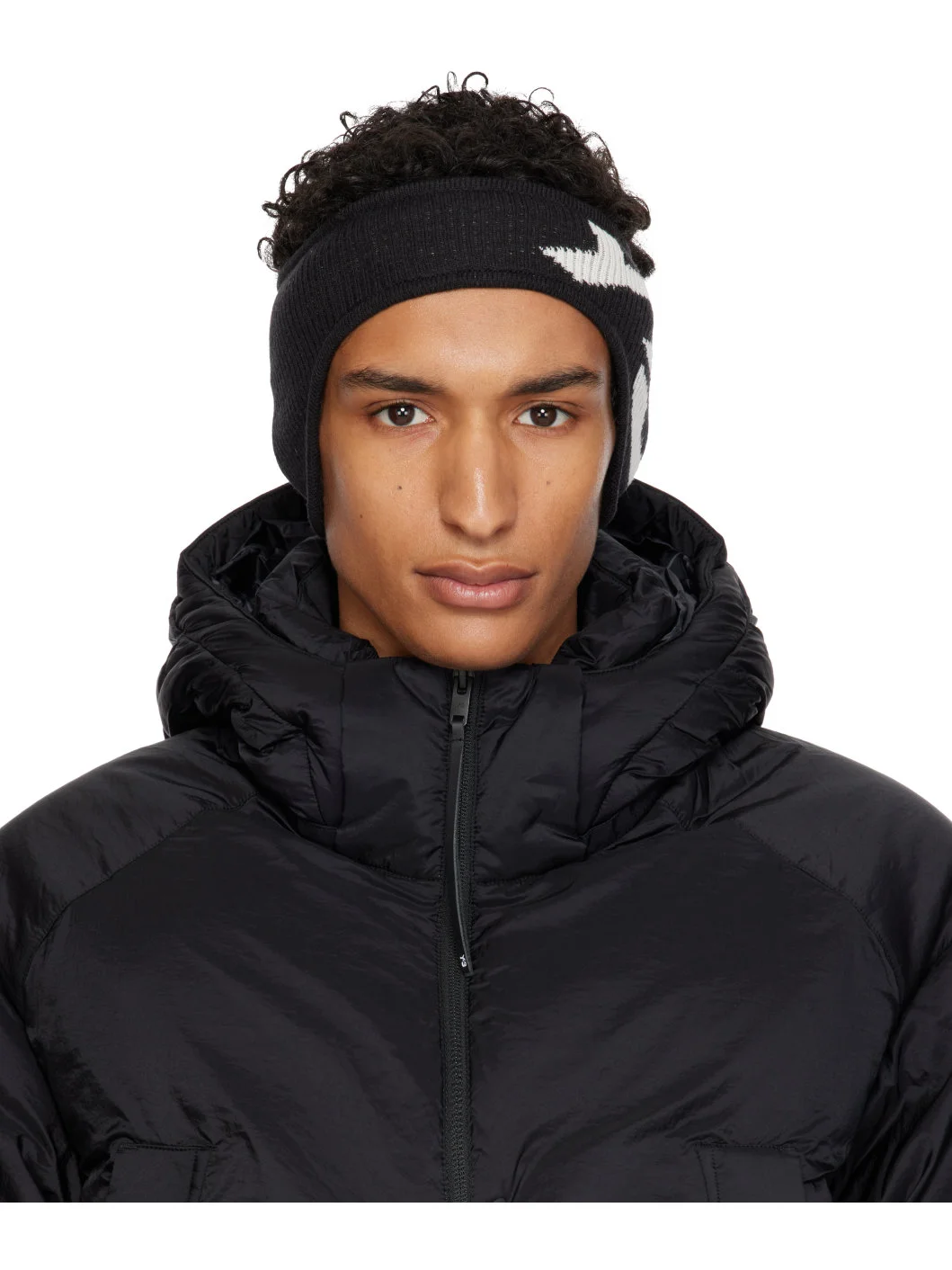 Black Graphic Logo Headband - 1