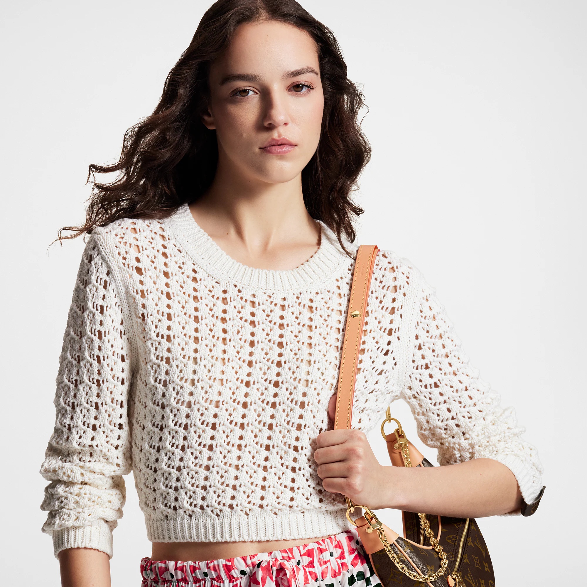 Crochet Knit Cropped Pullover - 2