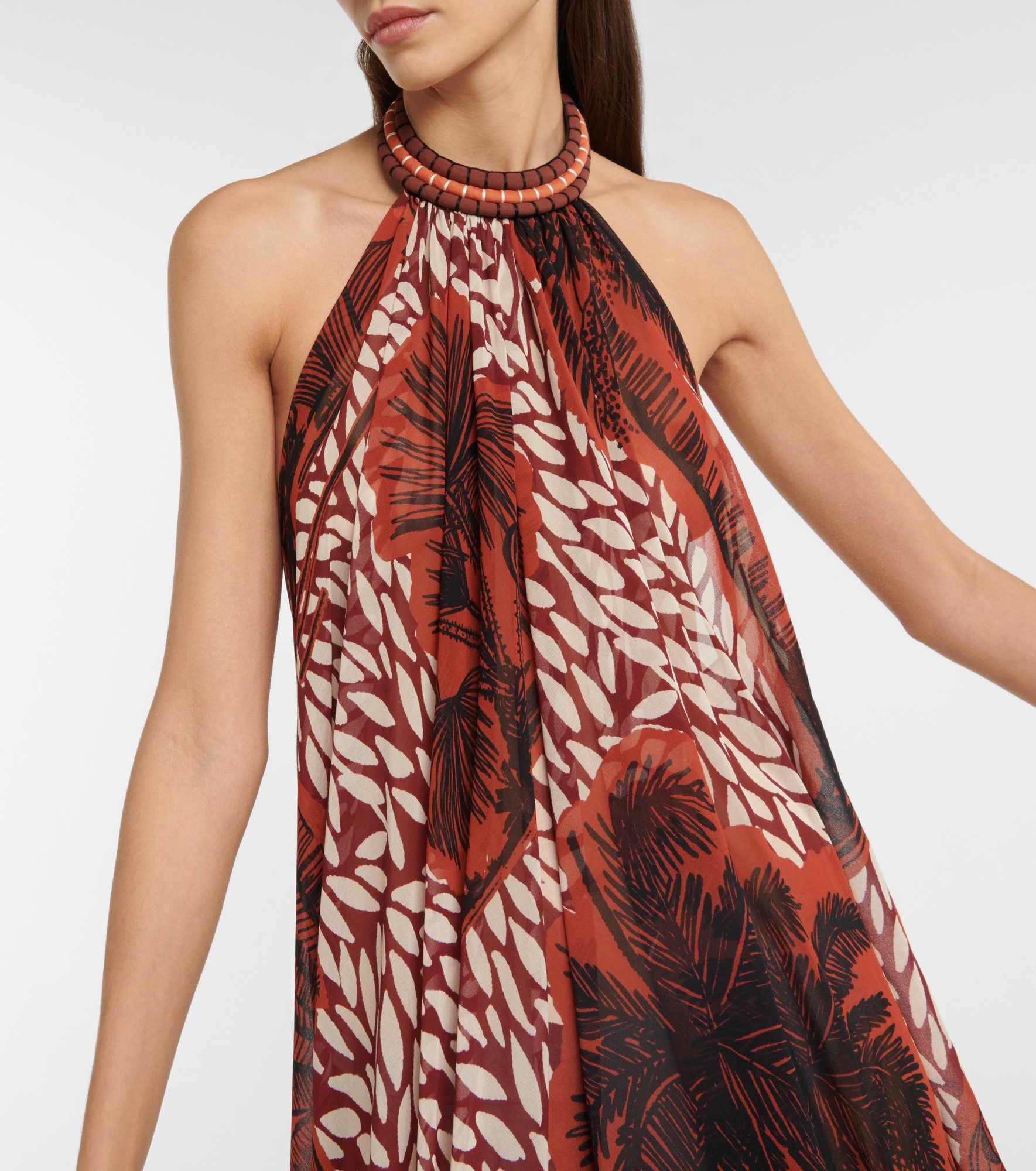 Floral halterneck maxi dress - 4