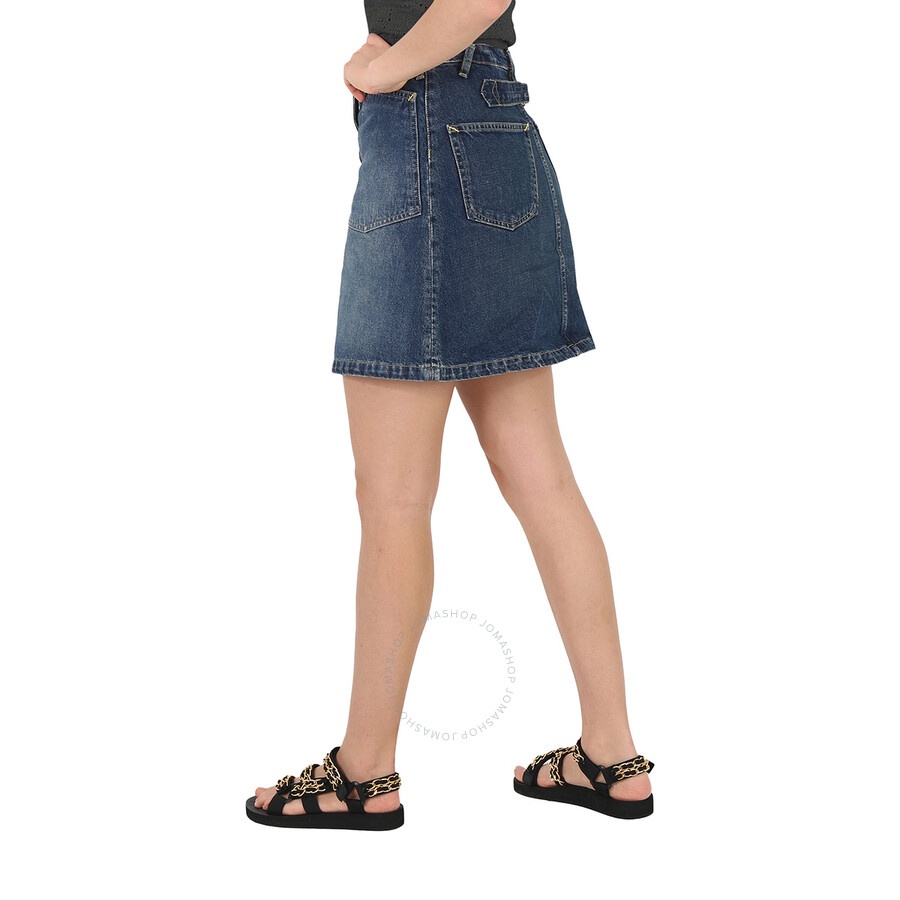 Kenzo Dark Stone Blue Denim Flared Mini Skirt - 3