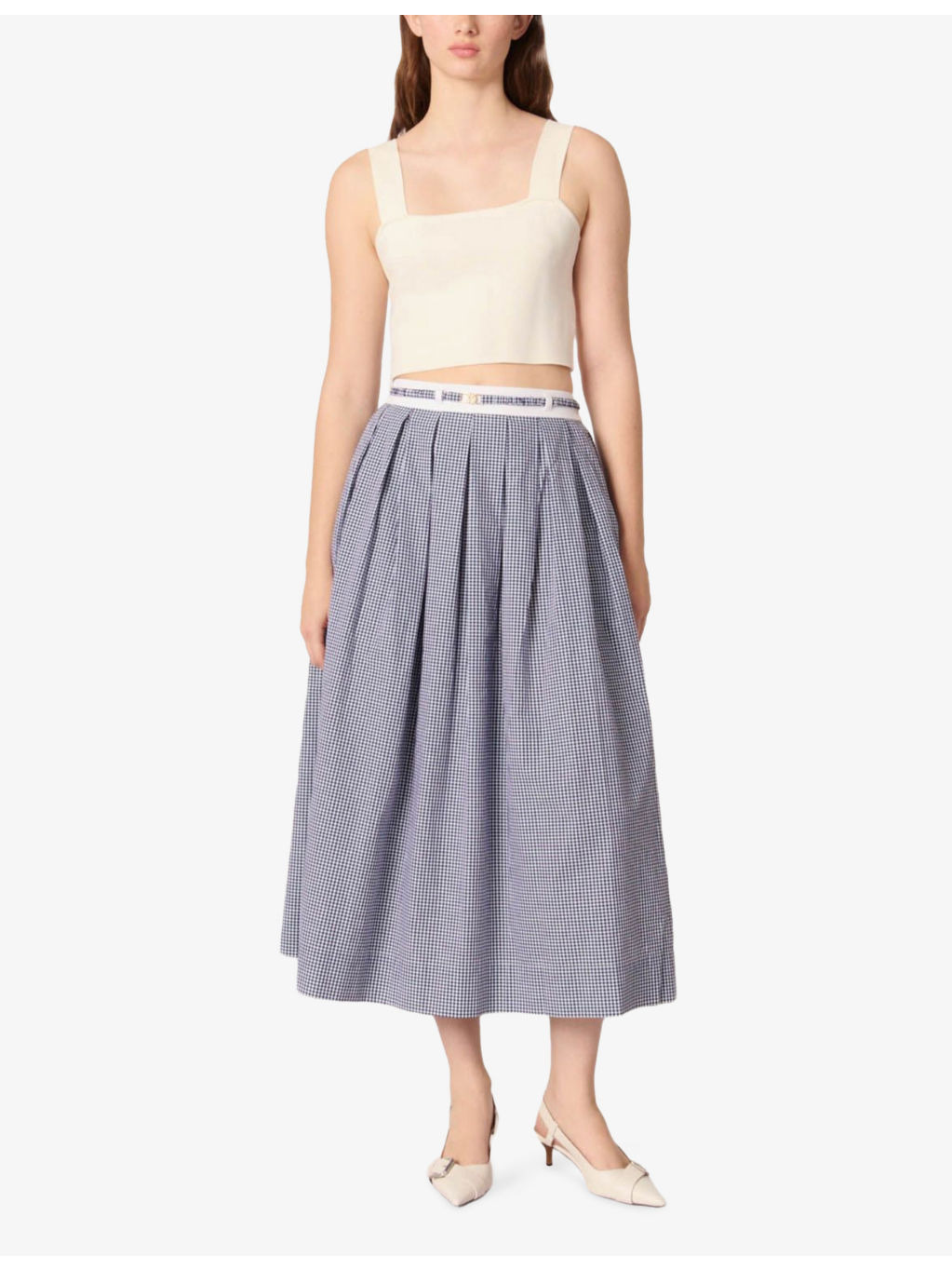 Square-Neck Cropped Knitted Top - 2