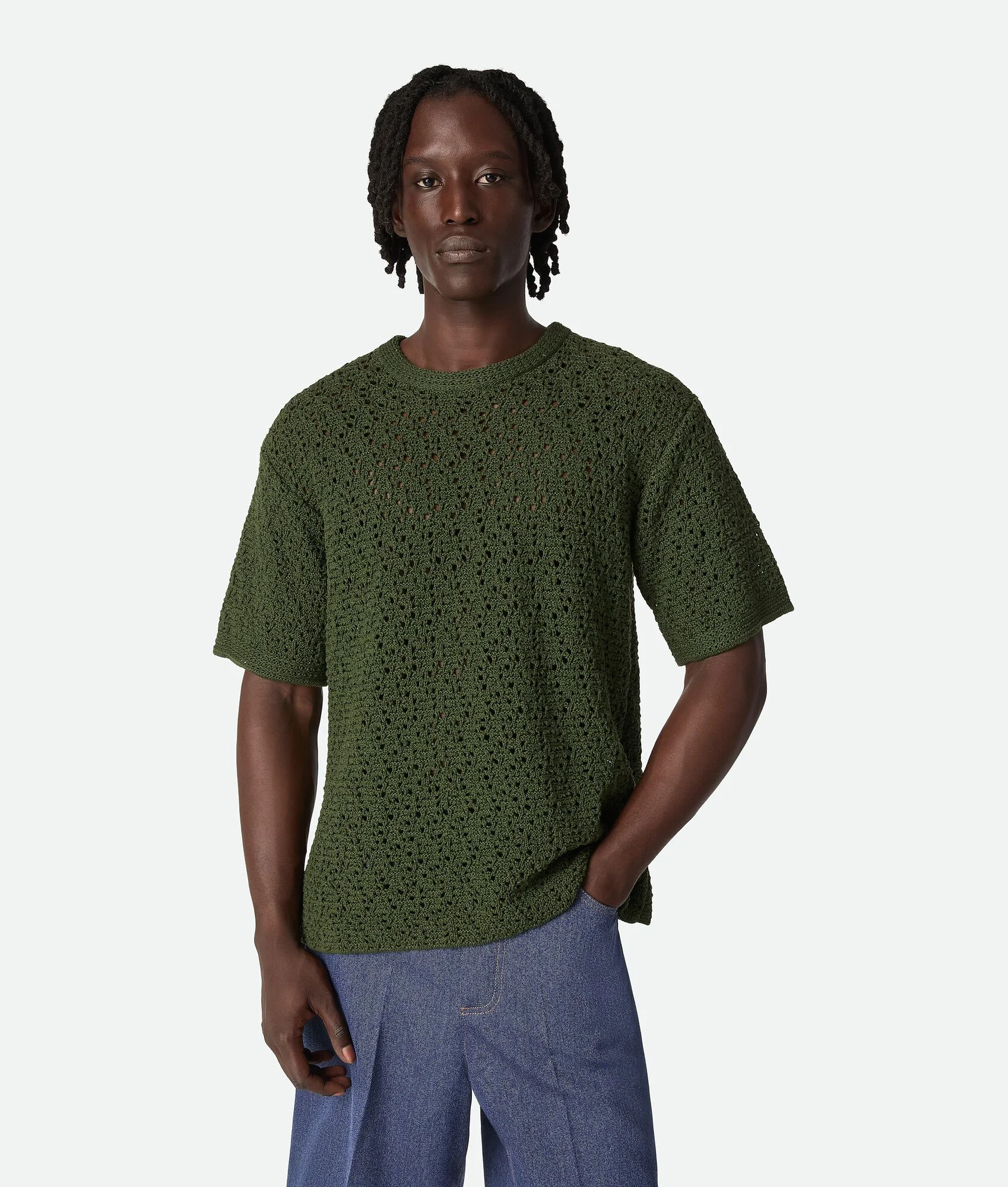 Cotton Crochet Knit T-Shirt - 1