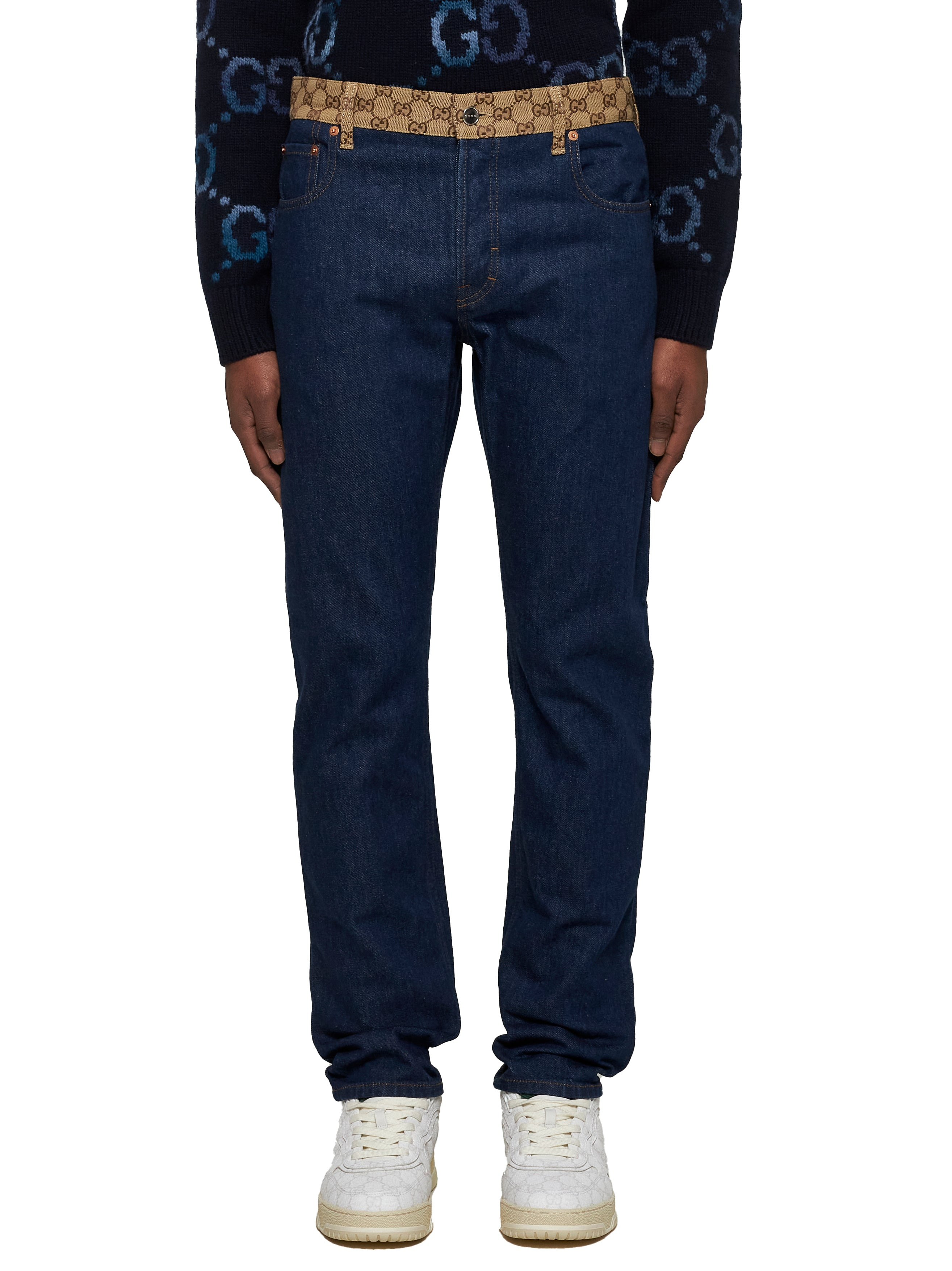 Gucci Men Blue Denim Tapered Jeans - 3