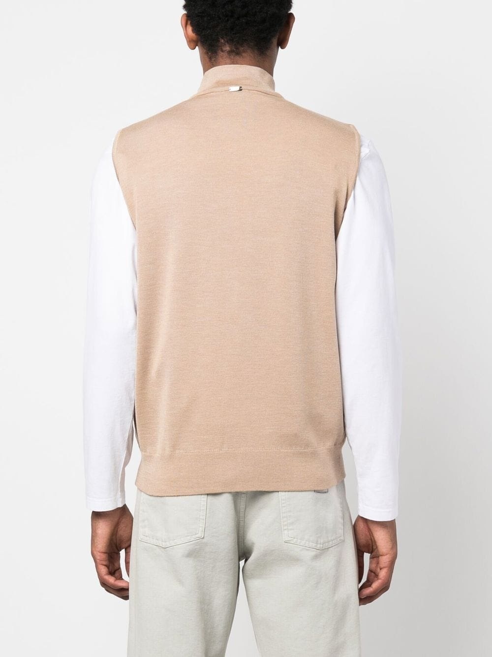 ribbed knit padded vest - 4