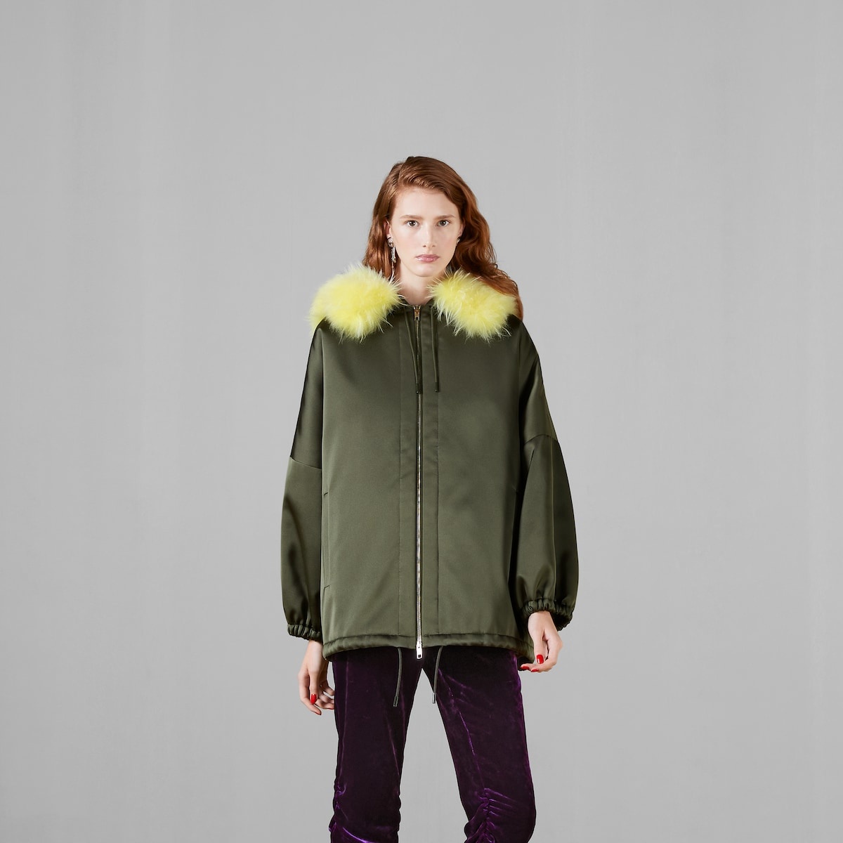 Zip jacket with shearling trim - 5
