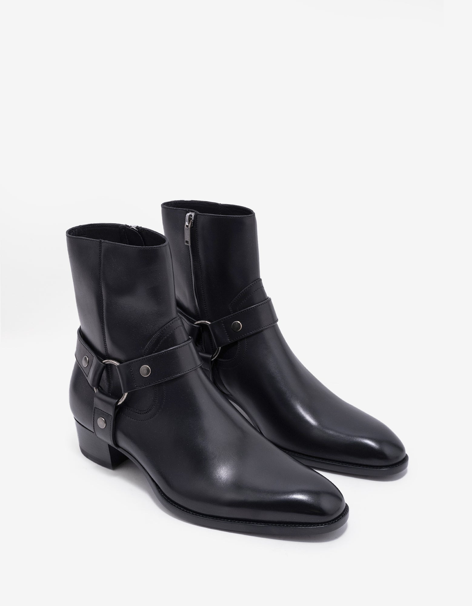 Saint Laurent Black Wyatt 40 Harness Boots - 1