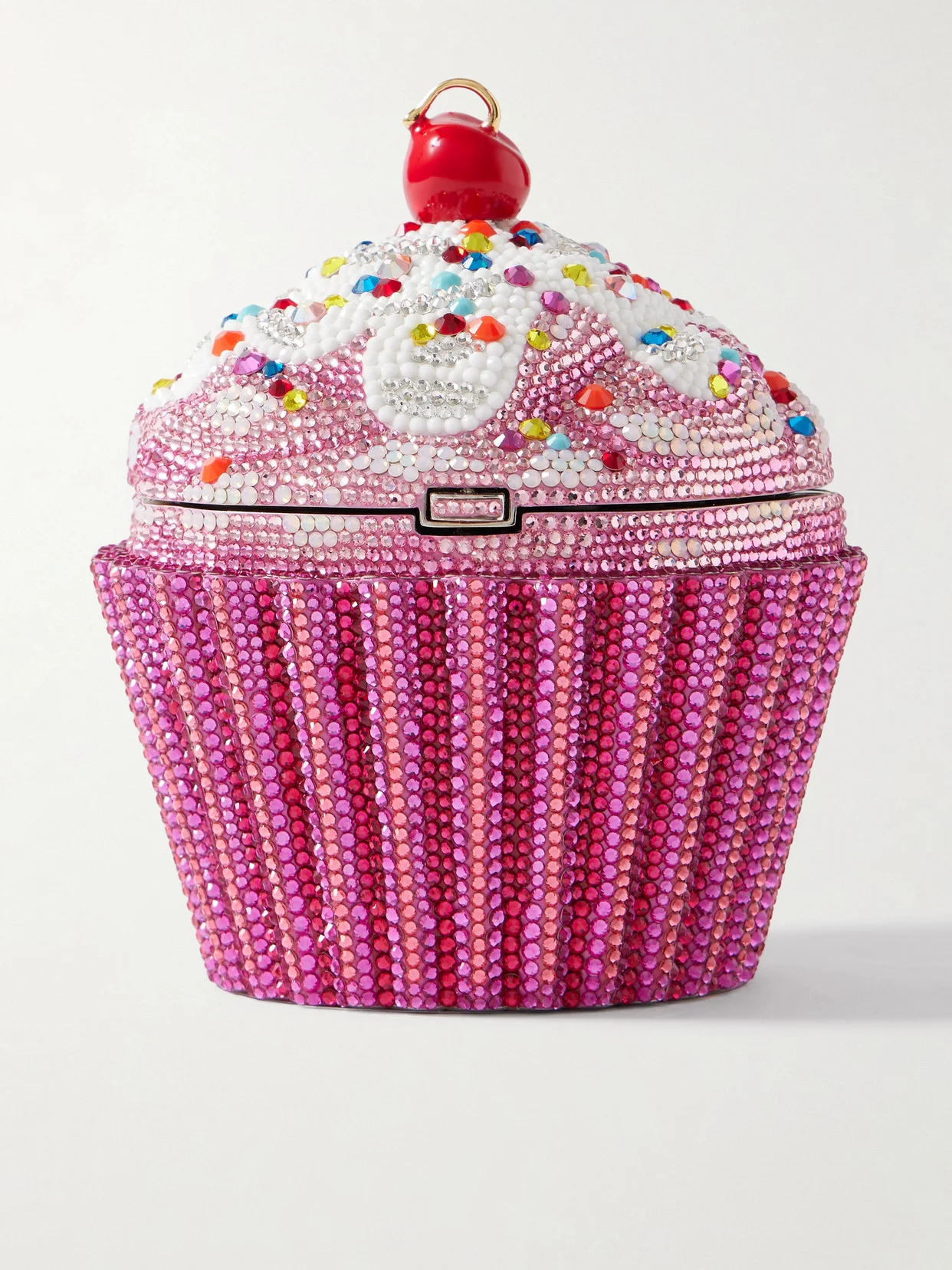 Cherry Cupcake Crystal-embellished Silver-tone Clutch - 1