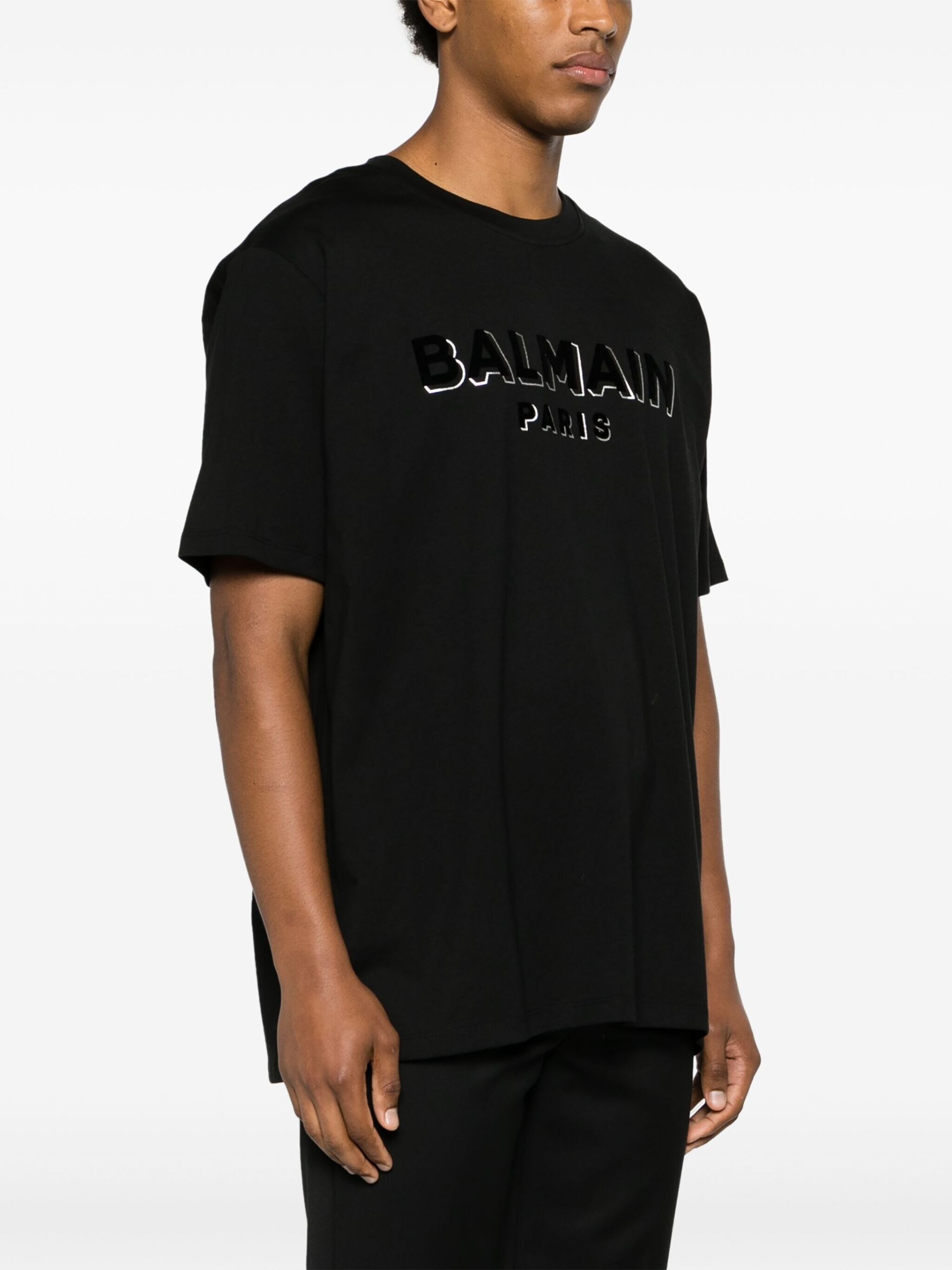 Black Logo-Print Cotton T-Shirt - 3