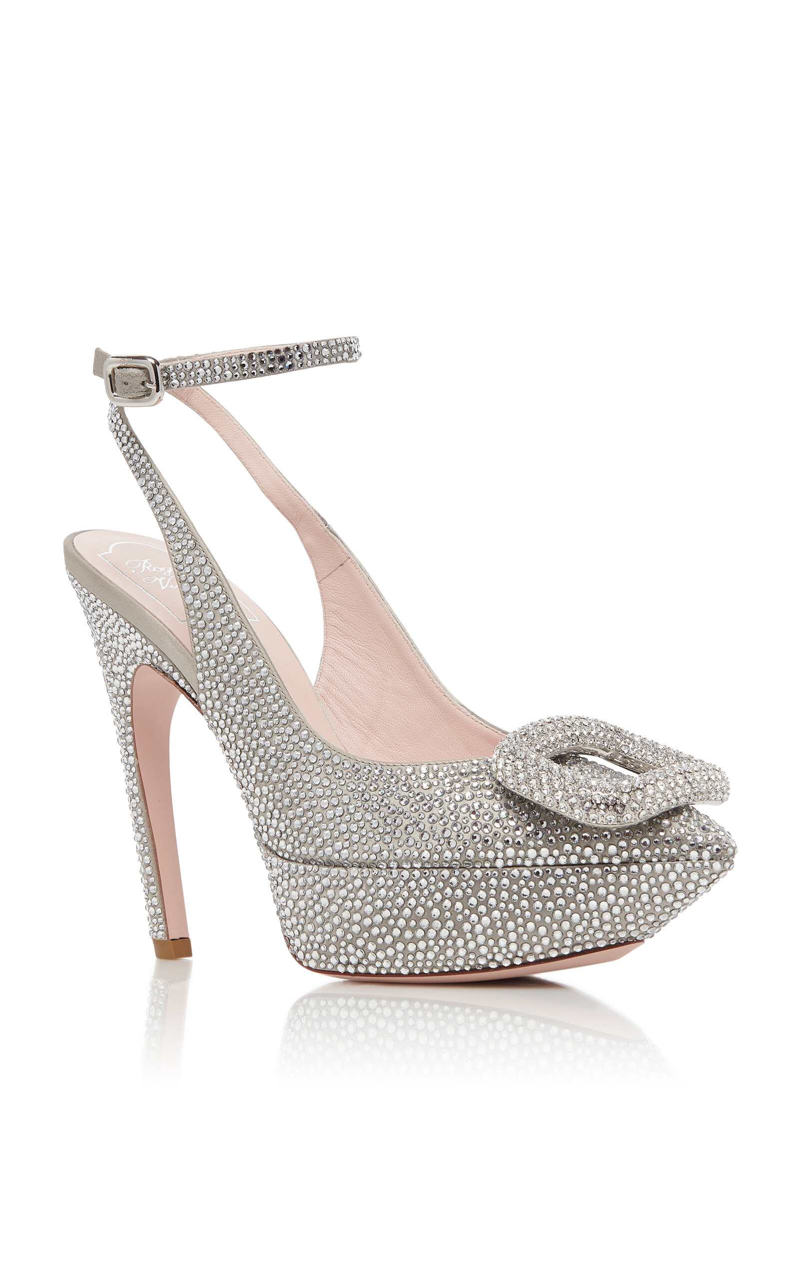 Choc Buckle Embellished Pumps silver - 5