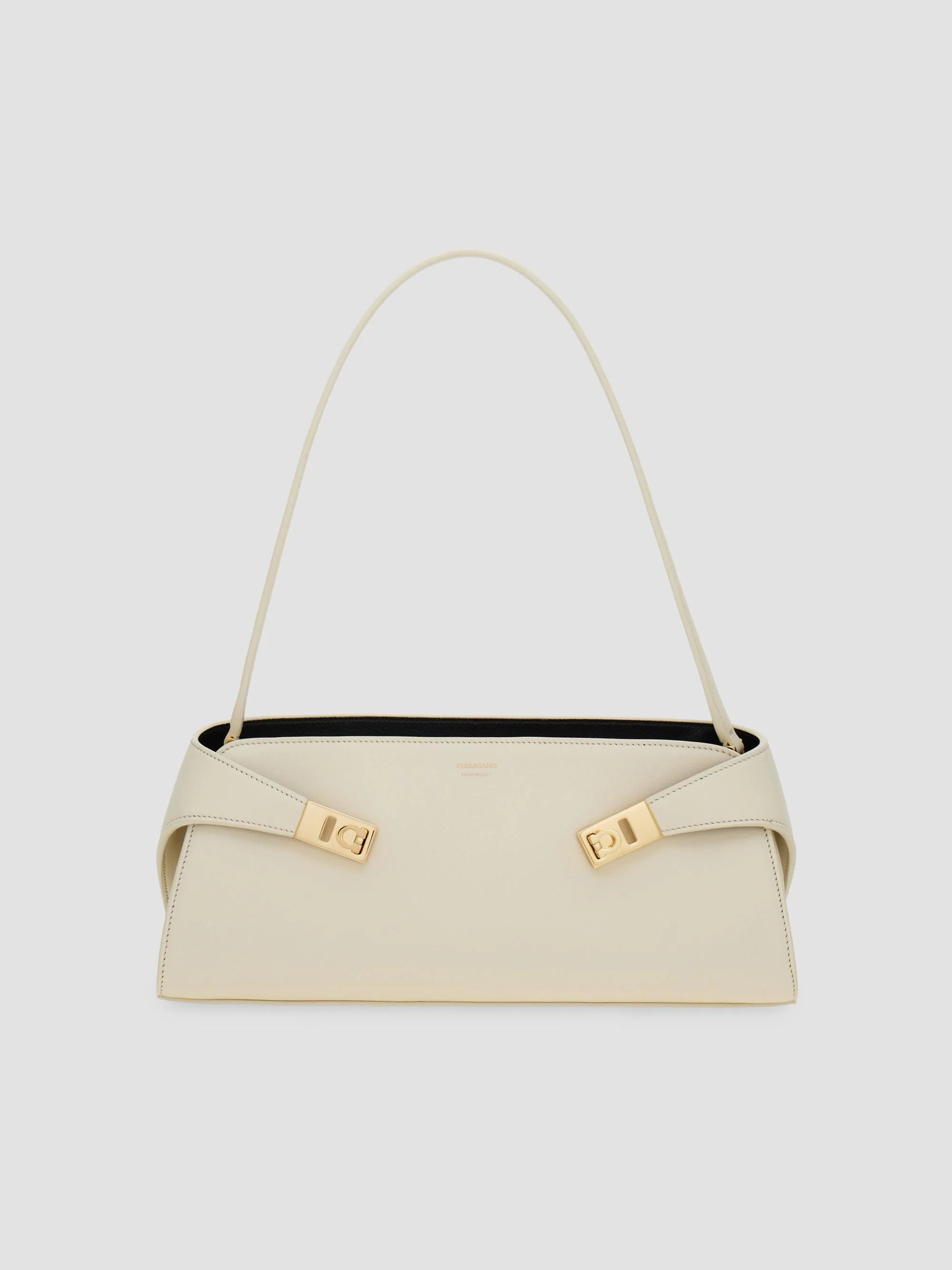 Women's East-West Hug Leather Shoulder Bag - Mascarpone - 1
