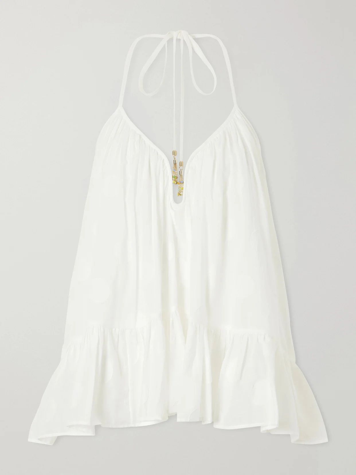 Solstice Embellished Polka-dot Cotton Tank - 1