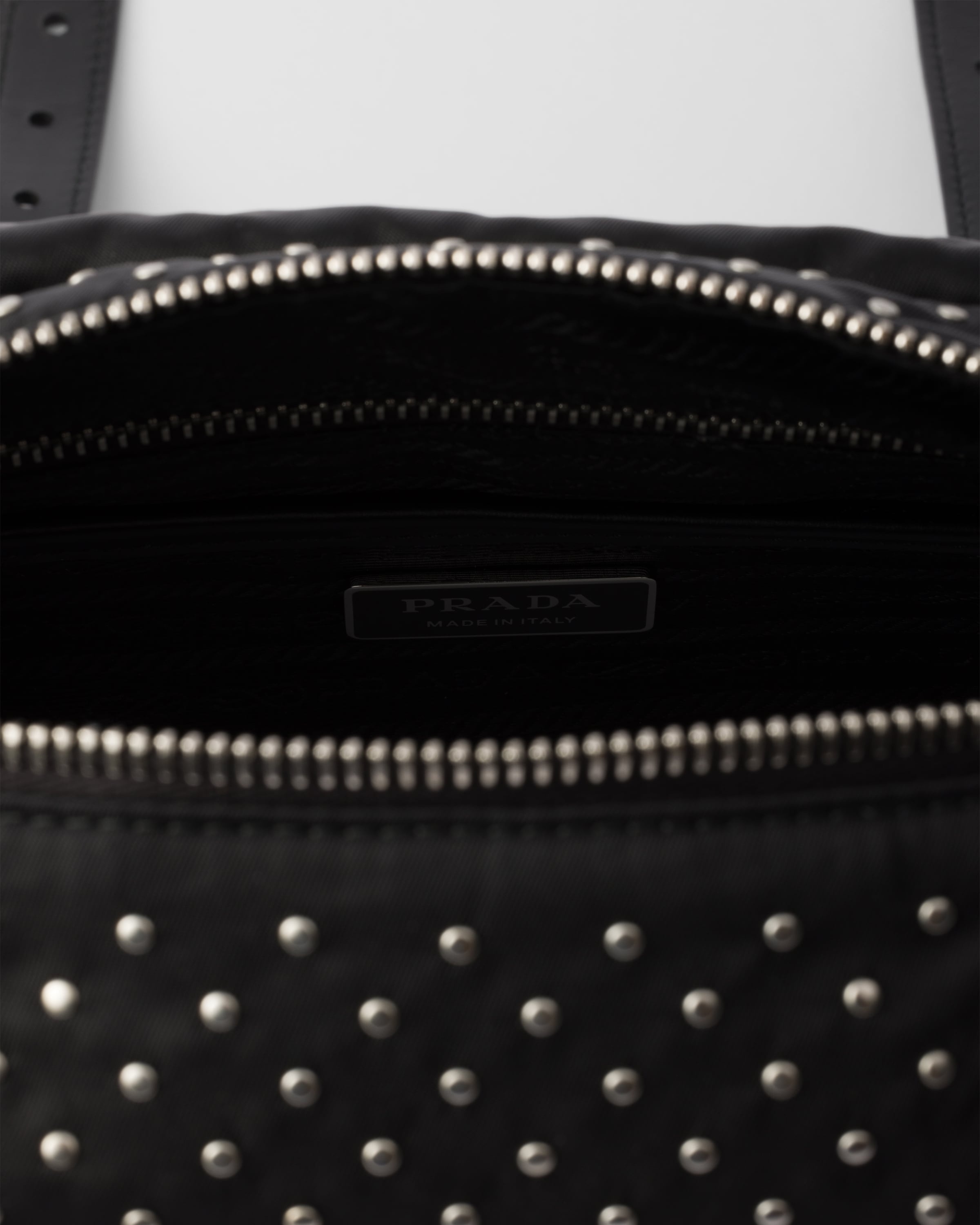 Re-Nylon shoulder bag with studs - 4