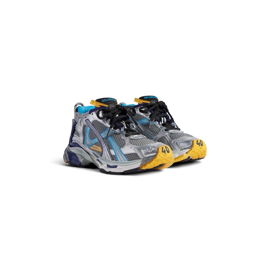 Men's Runner Sneaker in Grey/blue/orange/aqua - 2