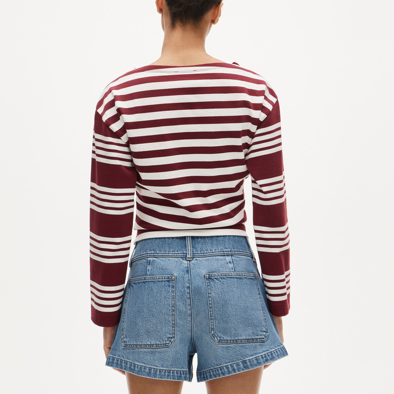 Denim short with stacked buttons 5