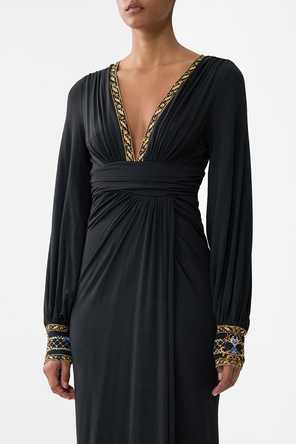 WAISTED DRAPED JERSEY DRESS - 5