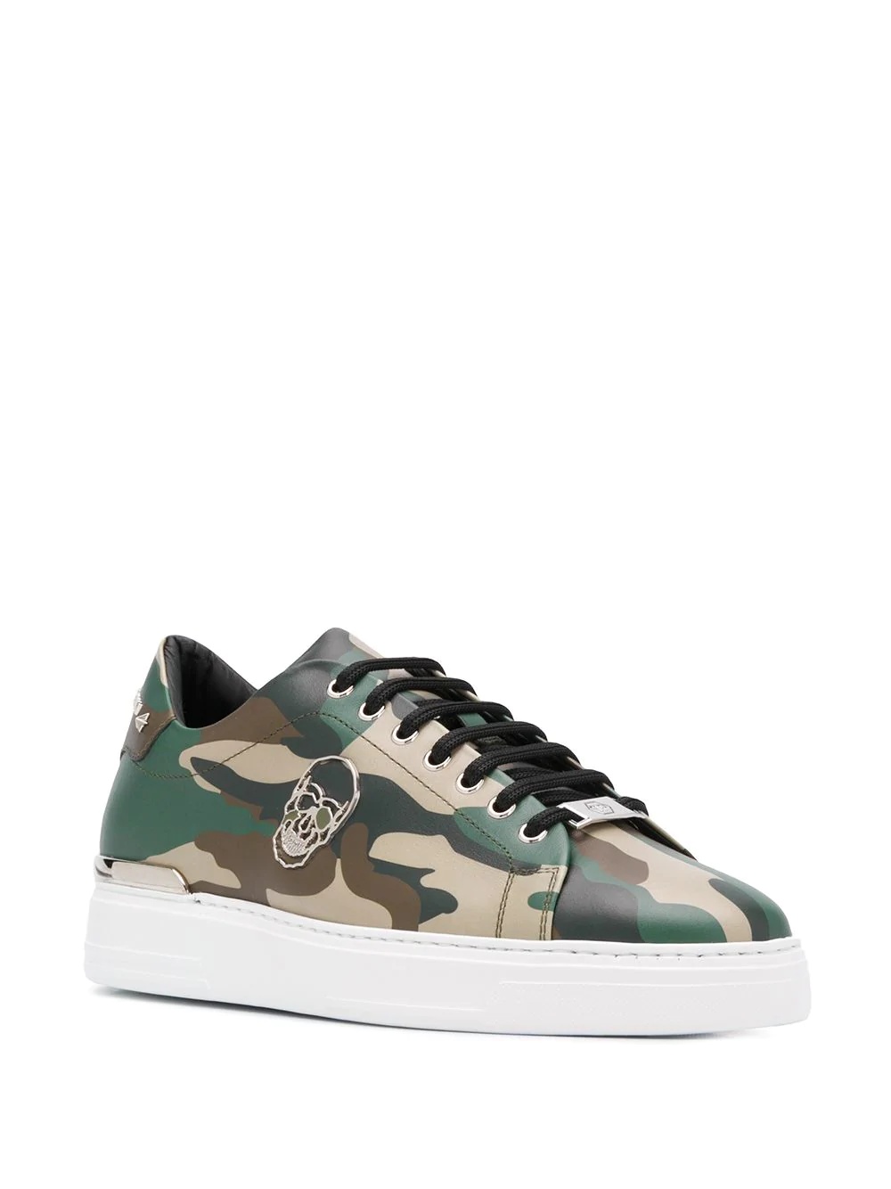 low-top skull-motif sneakers - 2