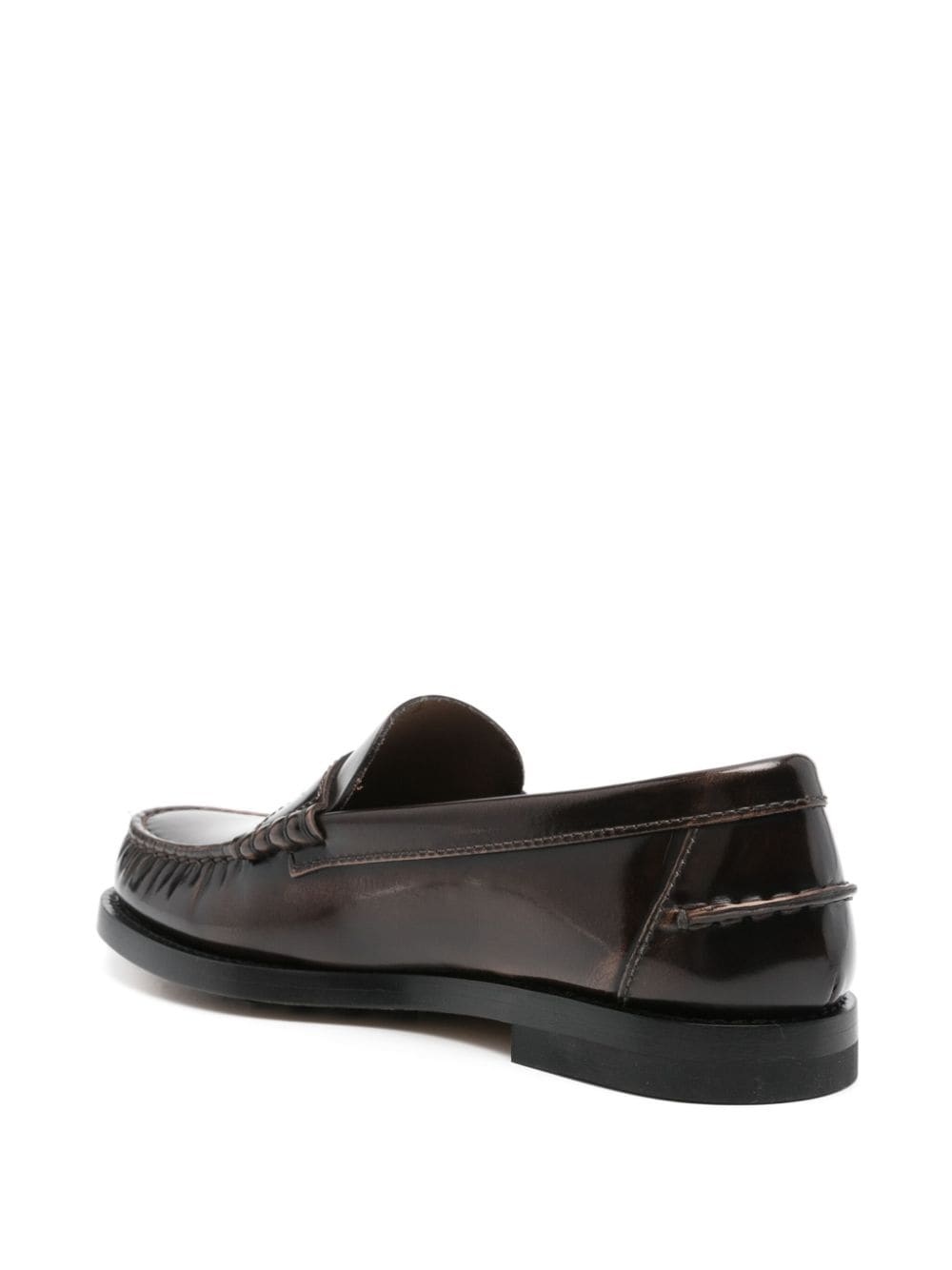 brushed-leather loafers - 3