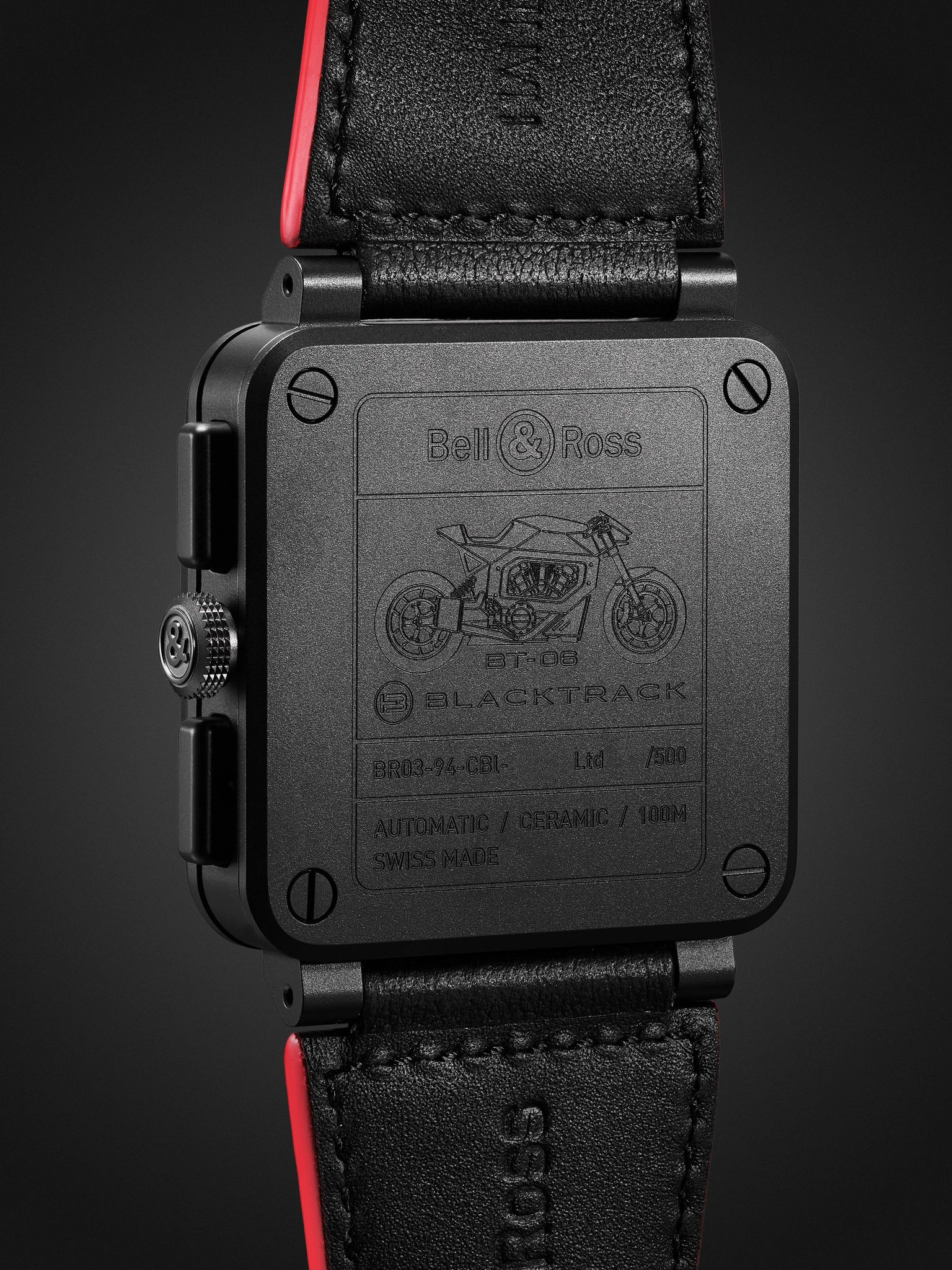 BR 03-94 BLACKTRACK Limited Edition Automatic Chronograph 42mm Ceramic and Leather Watch, Ref. No. B - 4