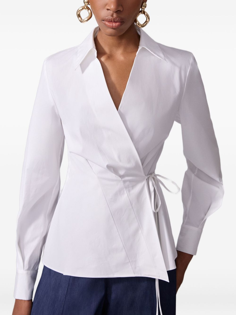 tie-waist wrap shirt - 4