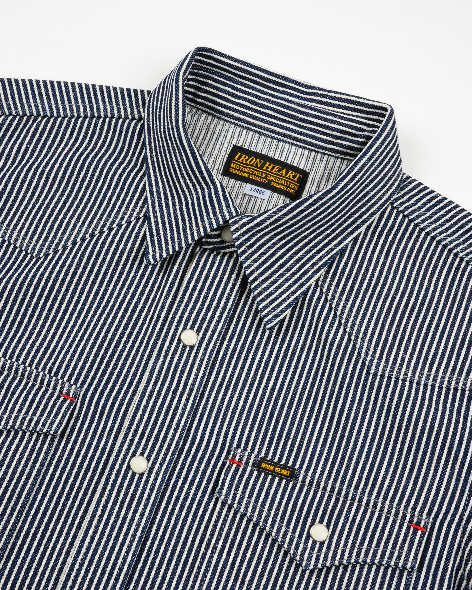 IHSH-07-IND 12oz Hickory Stripe Western Shirt - Indigo - 6