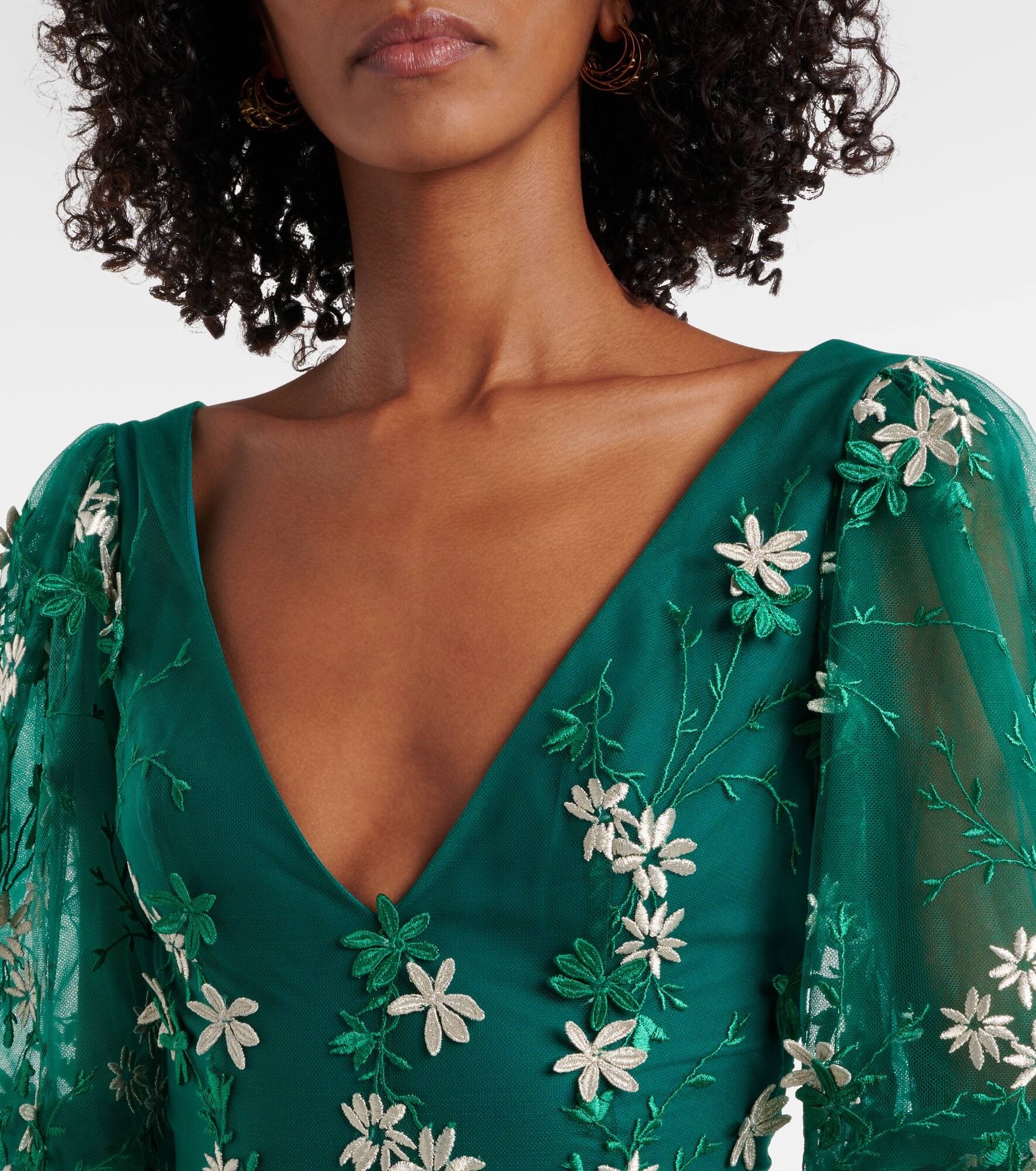 Floral-appliqué tulle and lurex® gown - 4