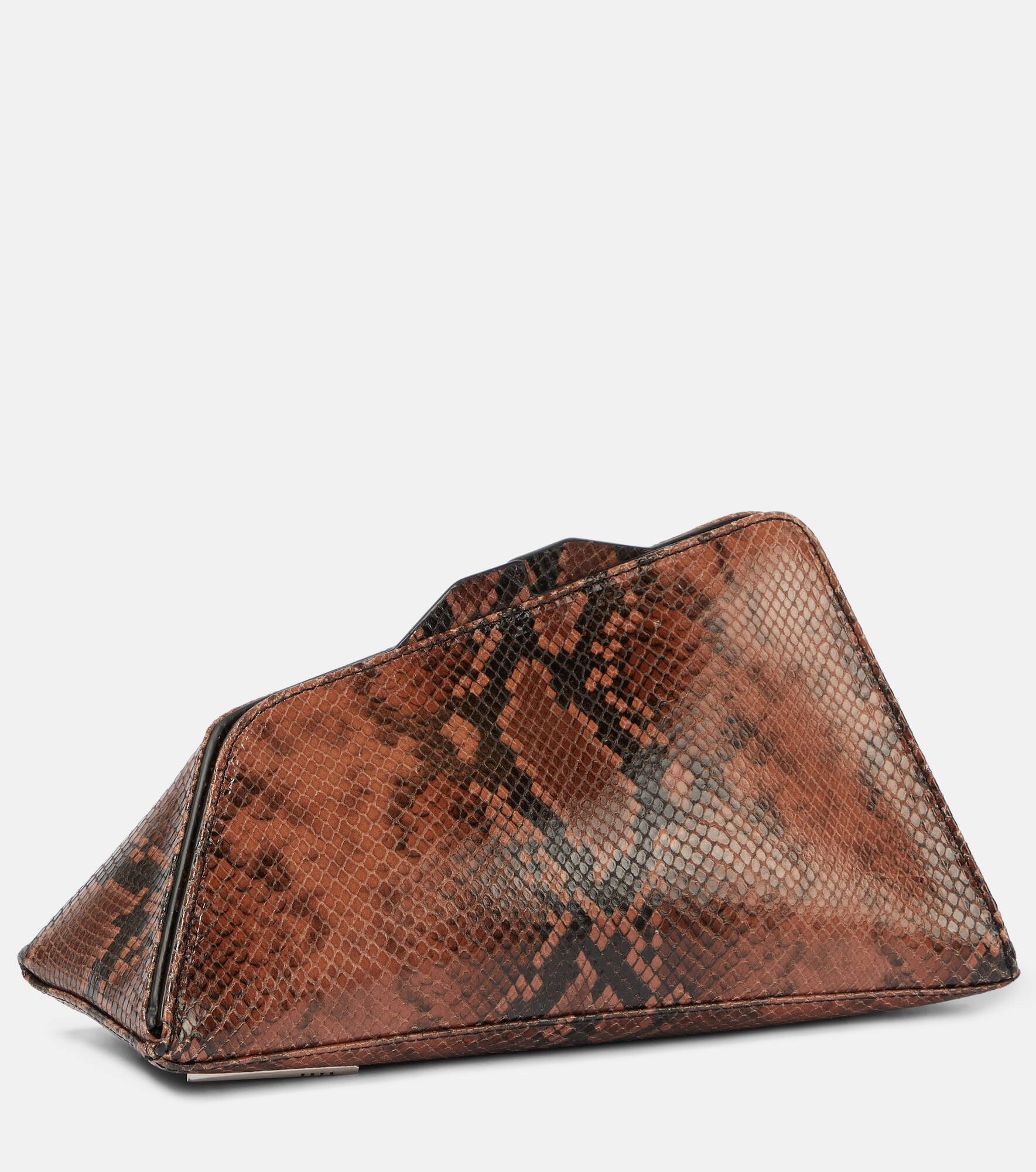 8.30PM Small snake-print leather clutch - 4