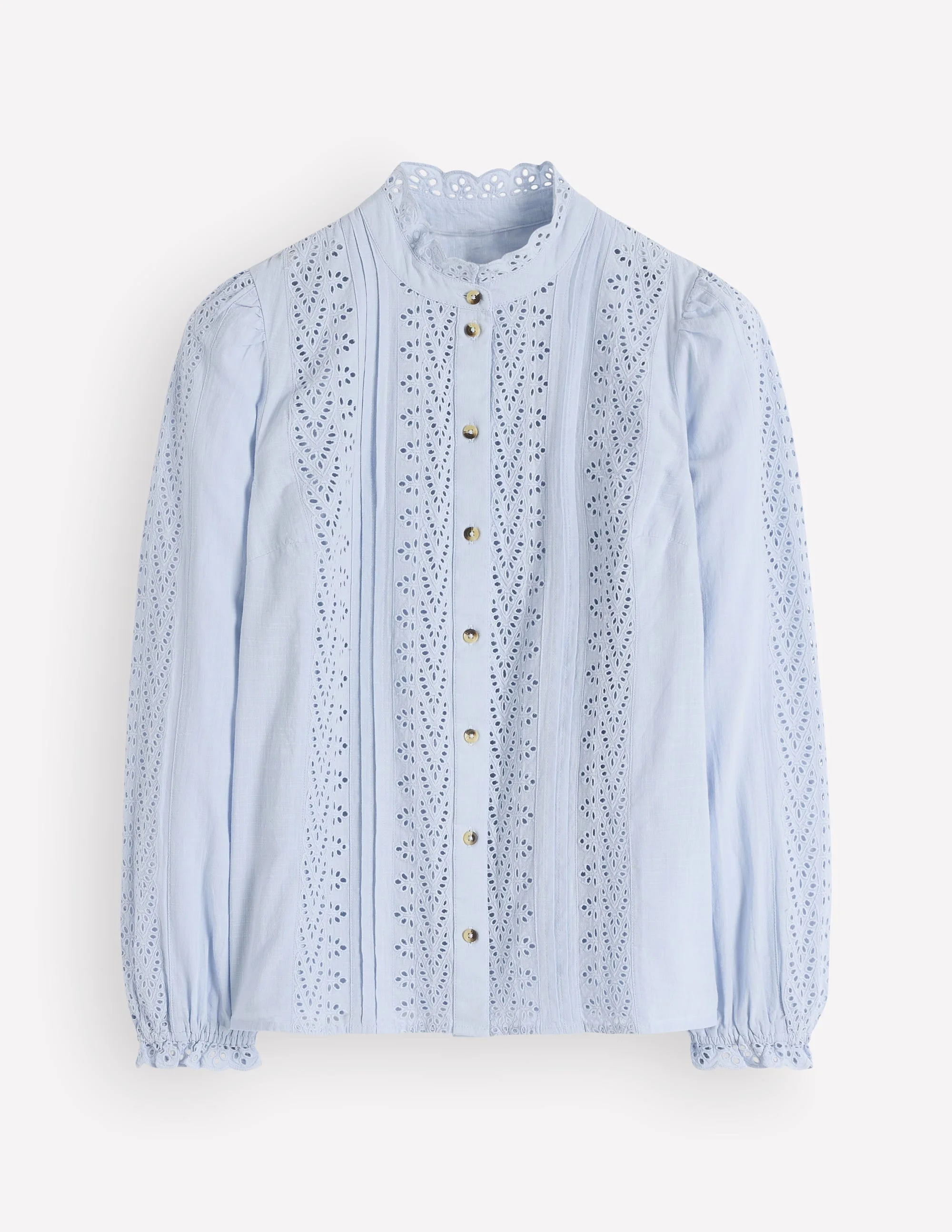 Broderie Cotton Top-Misty Blue Broderie - 1